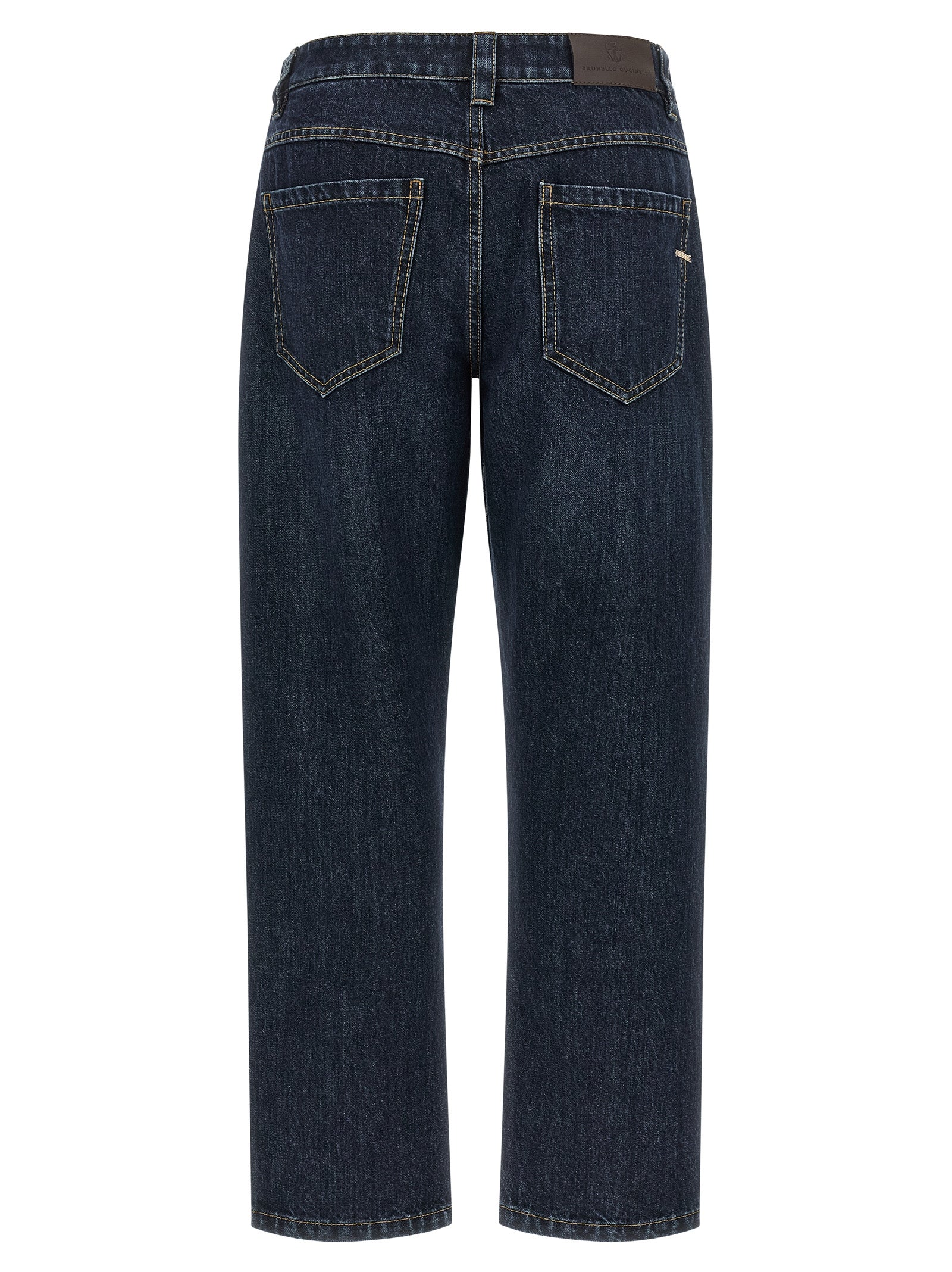 Blue Cotton Straight-Leg Jeans