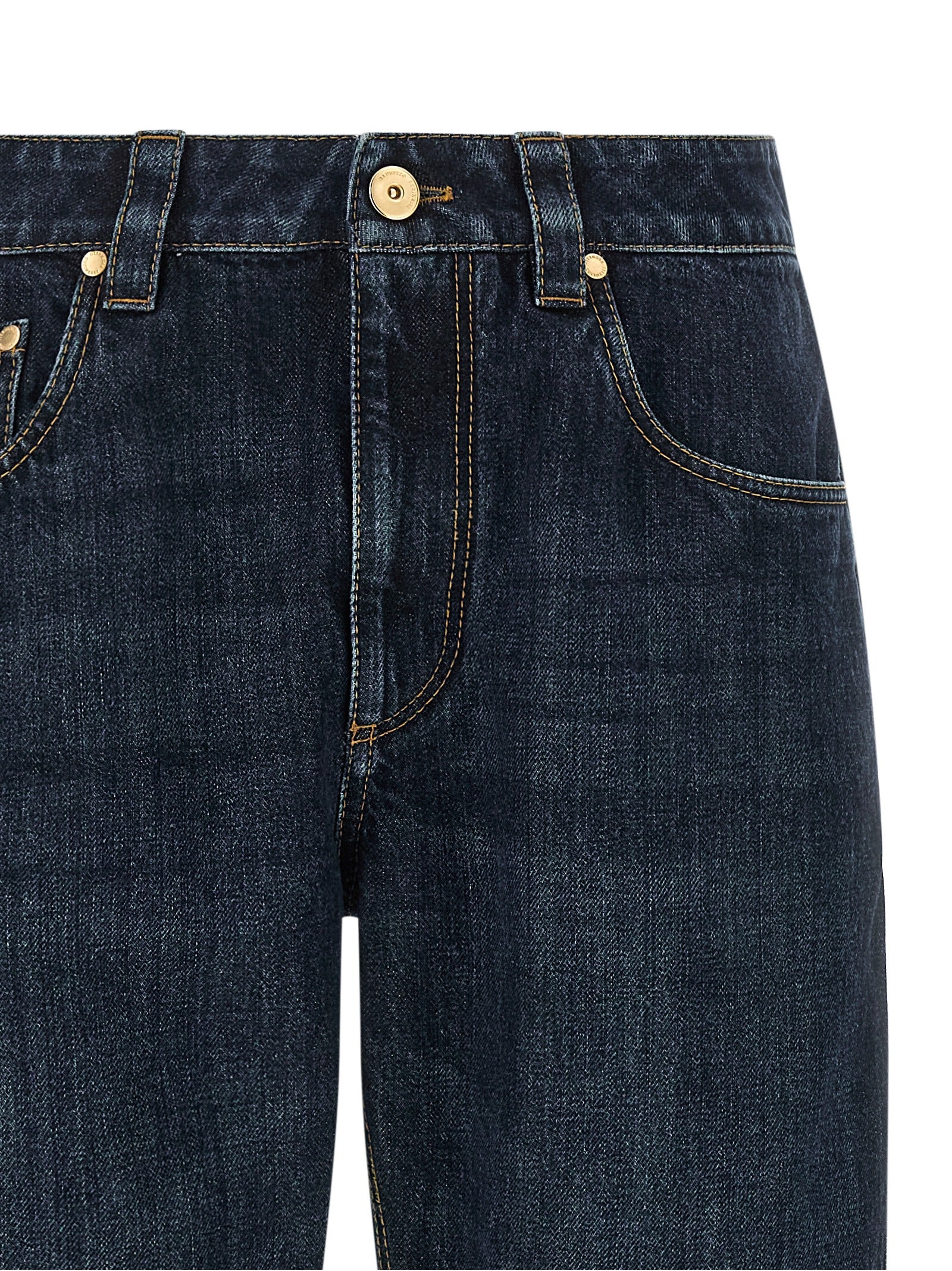 Blue Cotton Straight-Leg Jeans