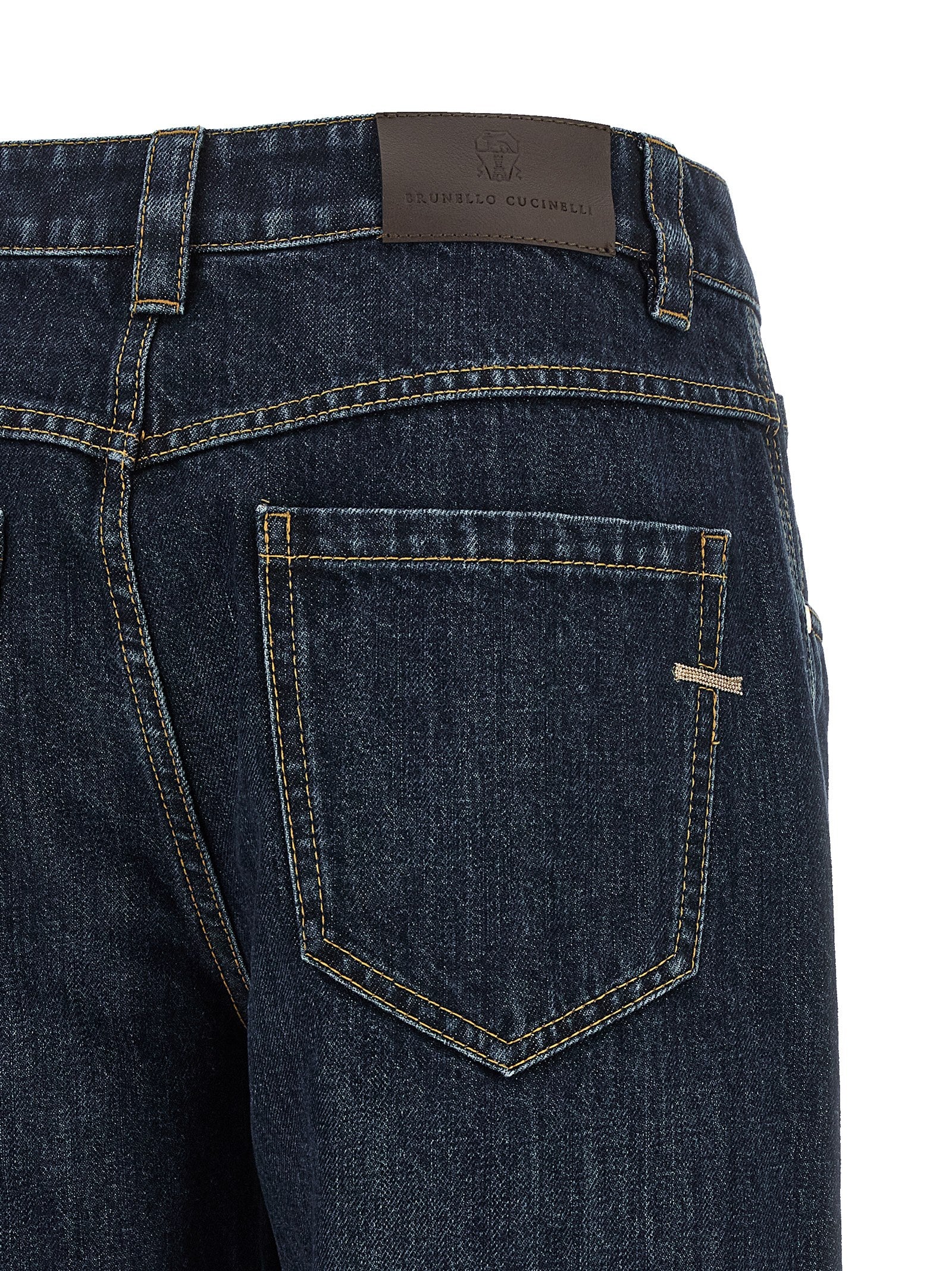 Blue Cotton Straight-Leg Jeans