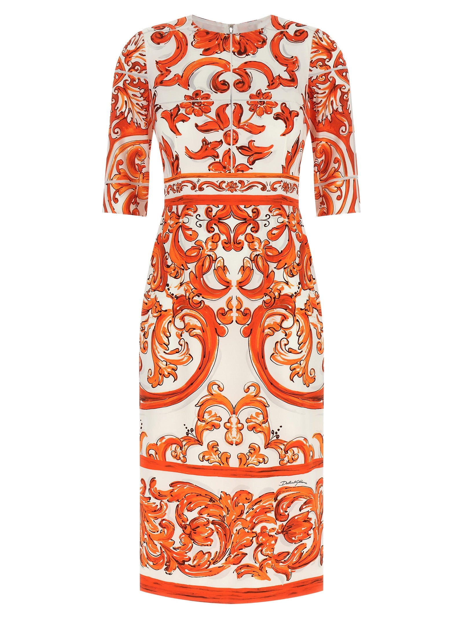 Orange Silk Midi Dress