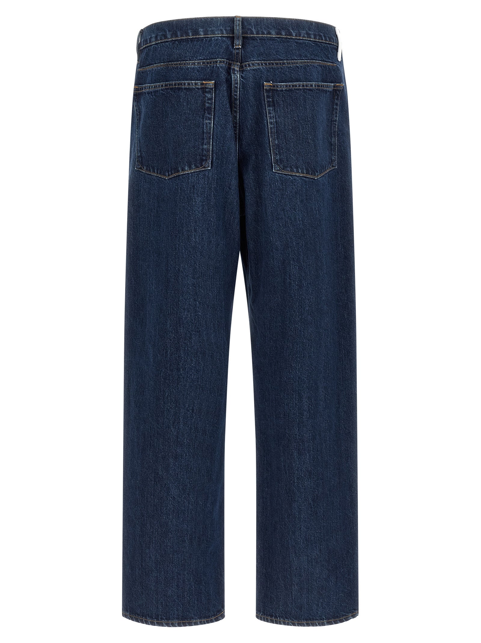 Blue Cotton Straight-Leg Jeans