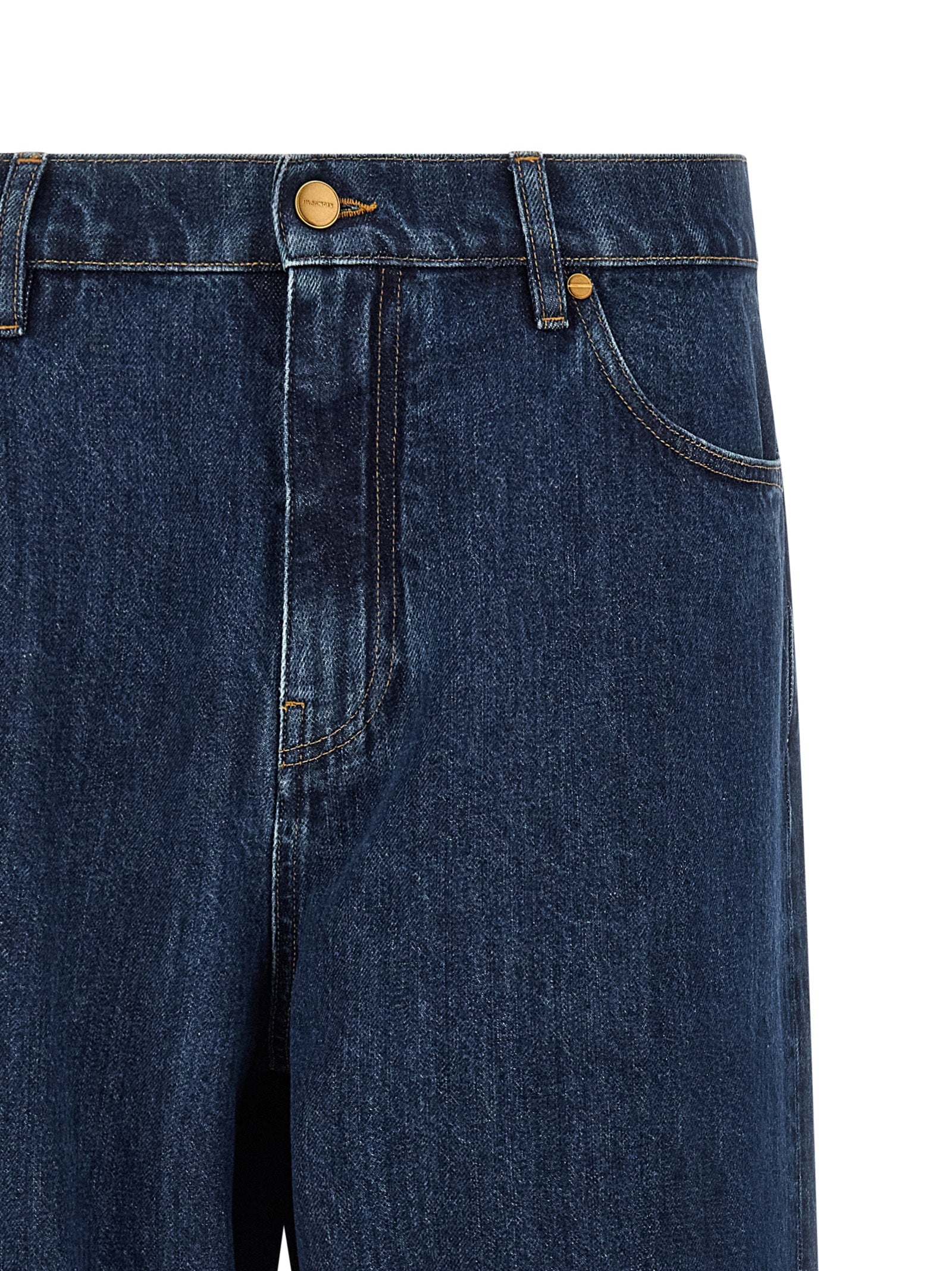 Blue Cotton Straight-Leg Jeans