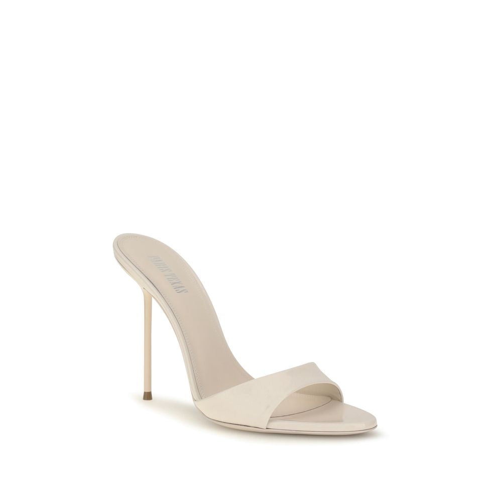 Beige Calf Leather Bos Taurus Stiletto Heel Sandals