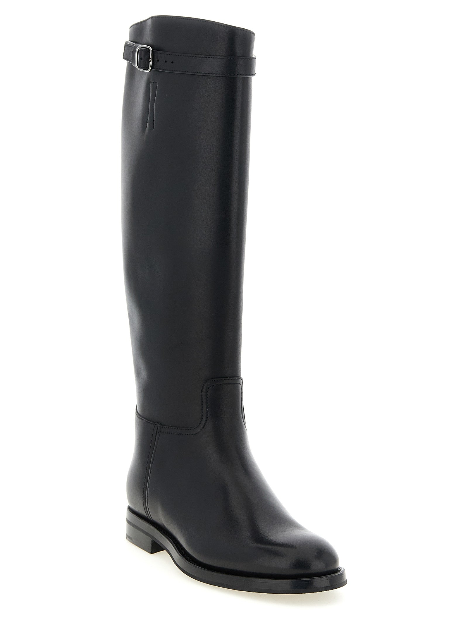 Black Calfskin Over The Knee