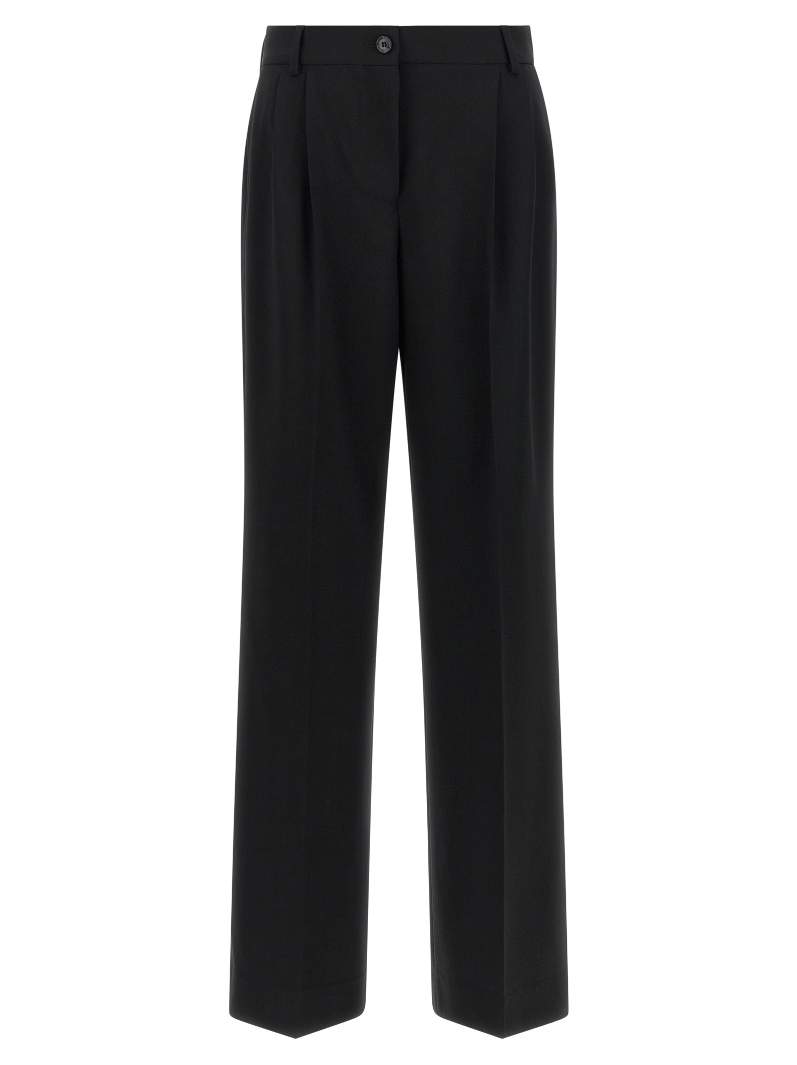 Black Virgin Wool Casual Pants