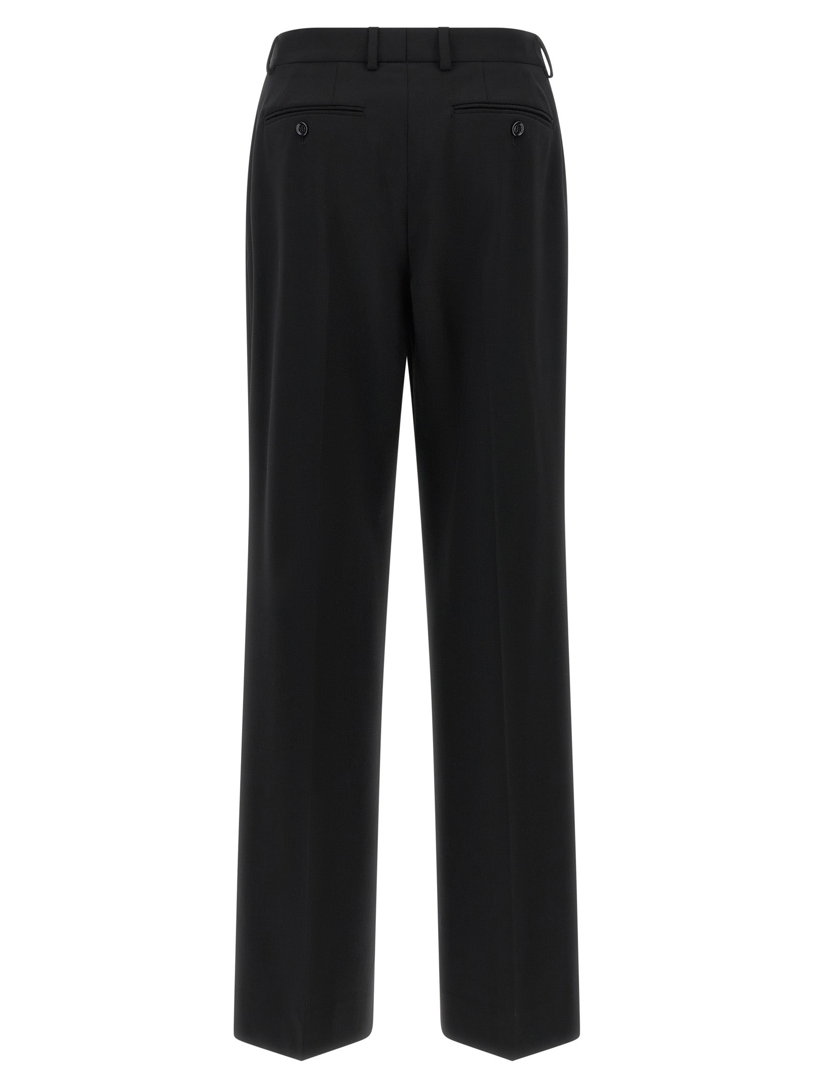 Black Virgin Wool Casual Pants