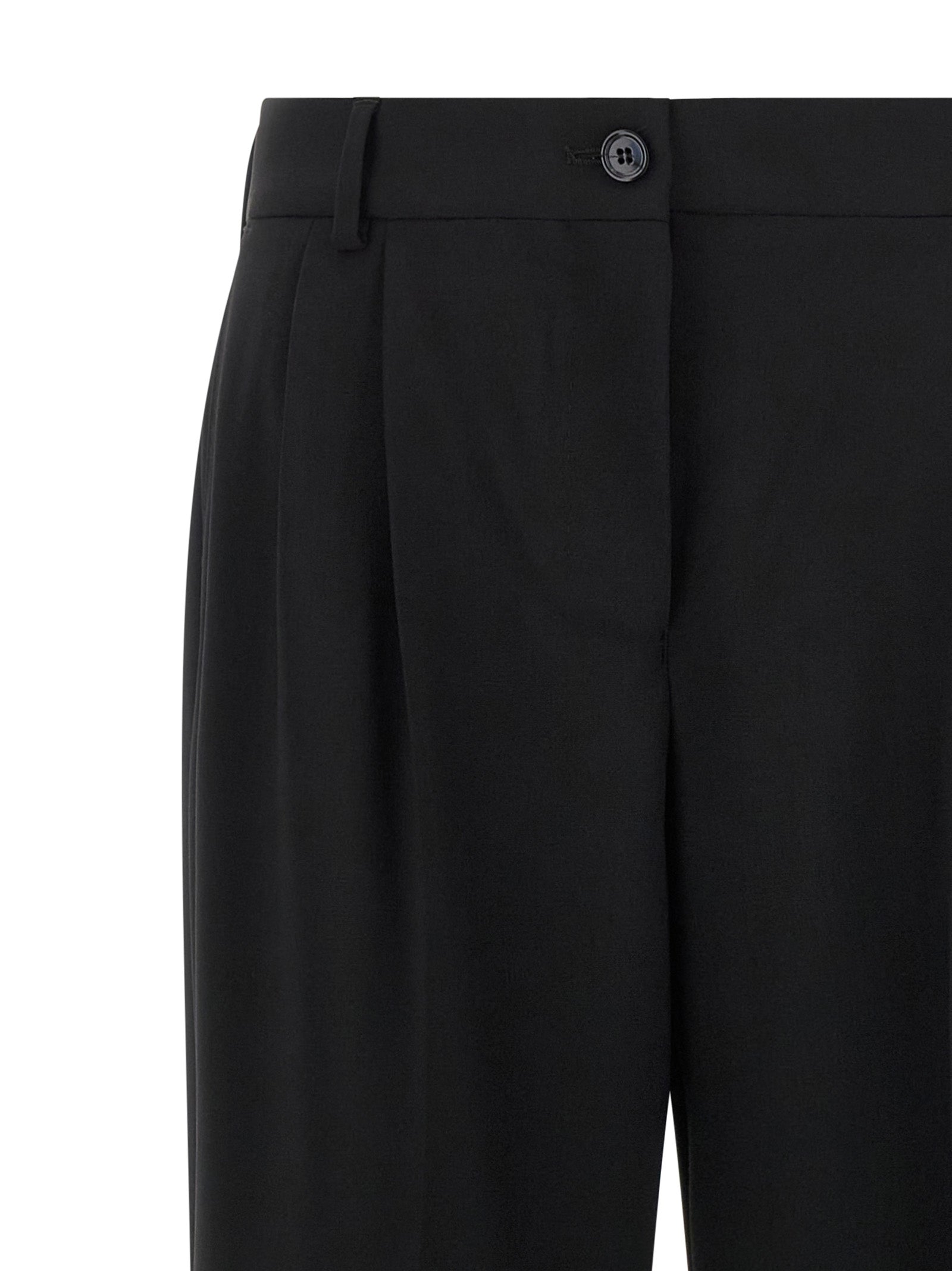 Black Virgin Wool Casual Pants