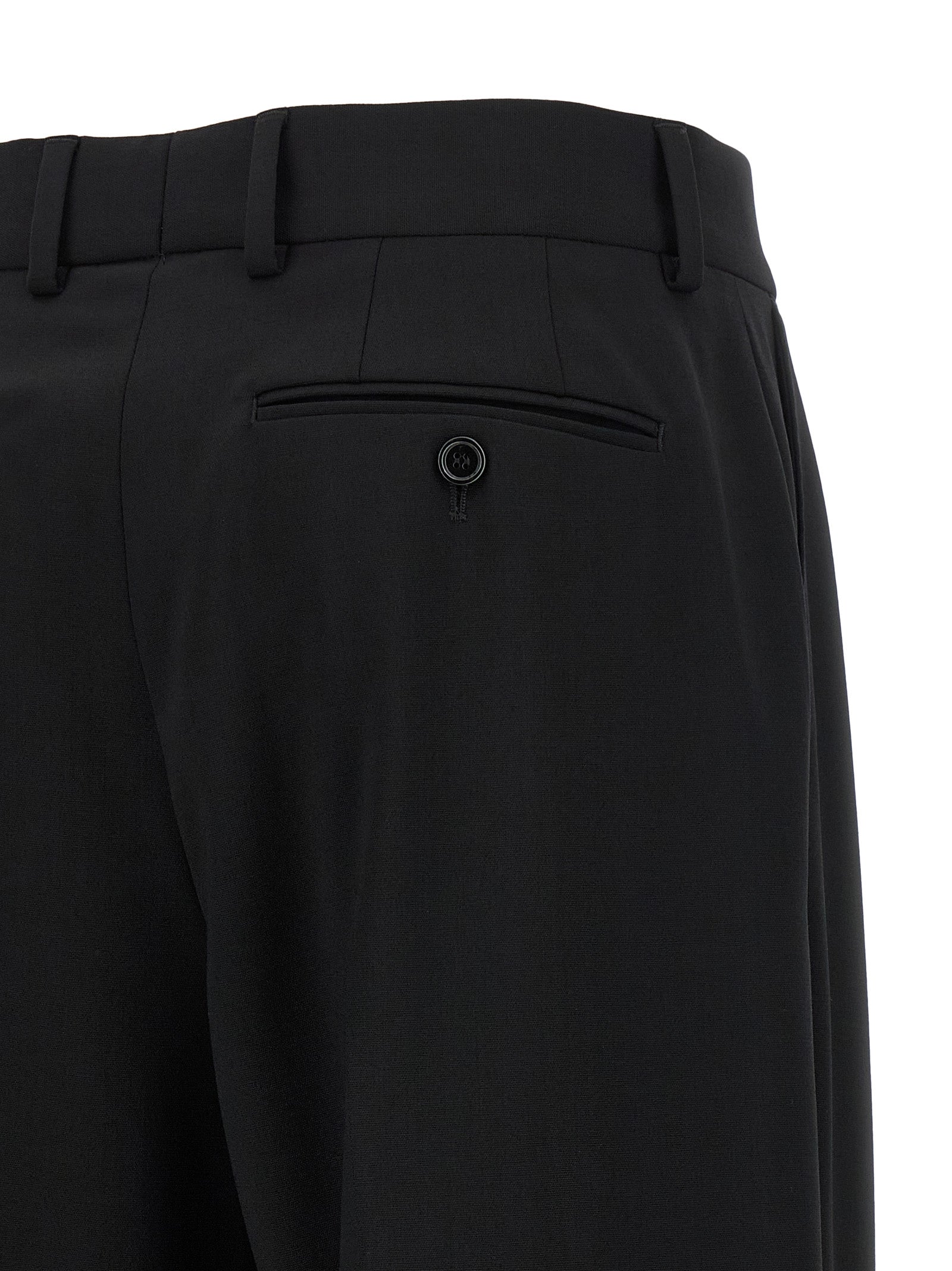 Black Virgin Wool Casual Pants