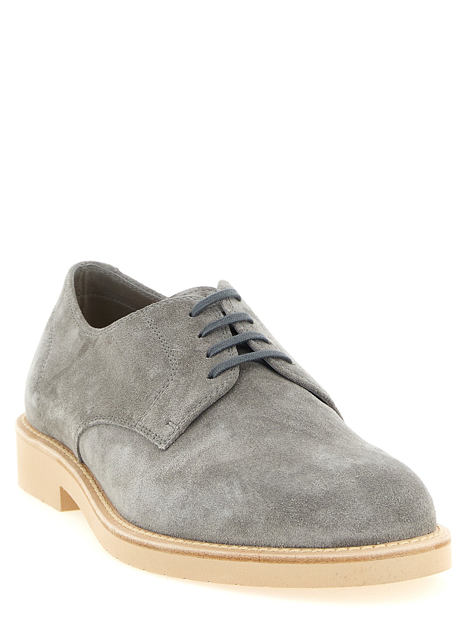 Gray Leather Oxfords And Derbies