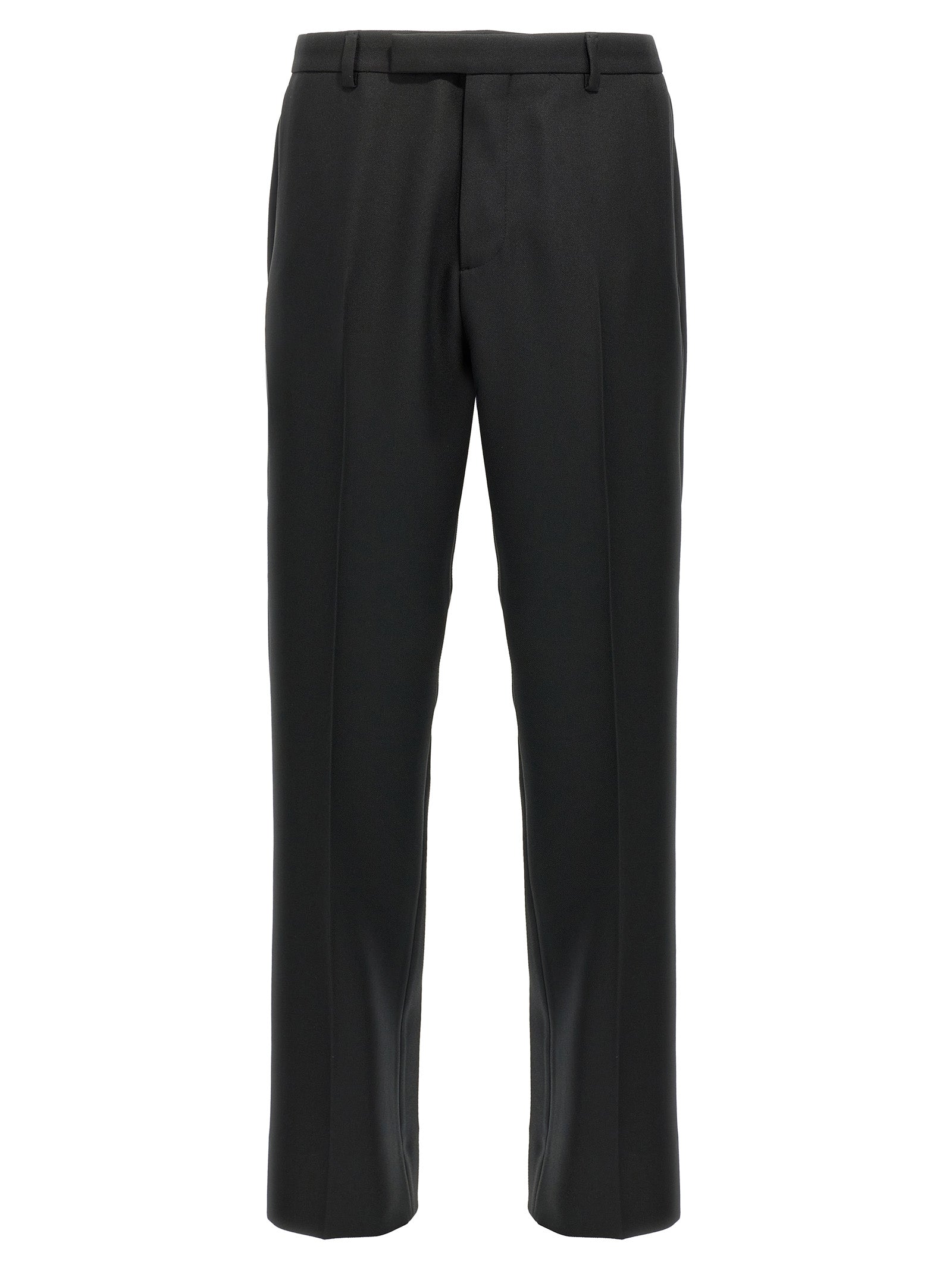 Black Polyester Casual Pants