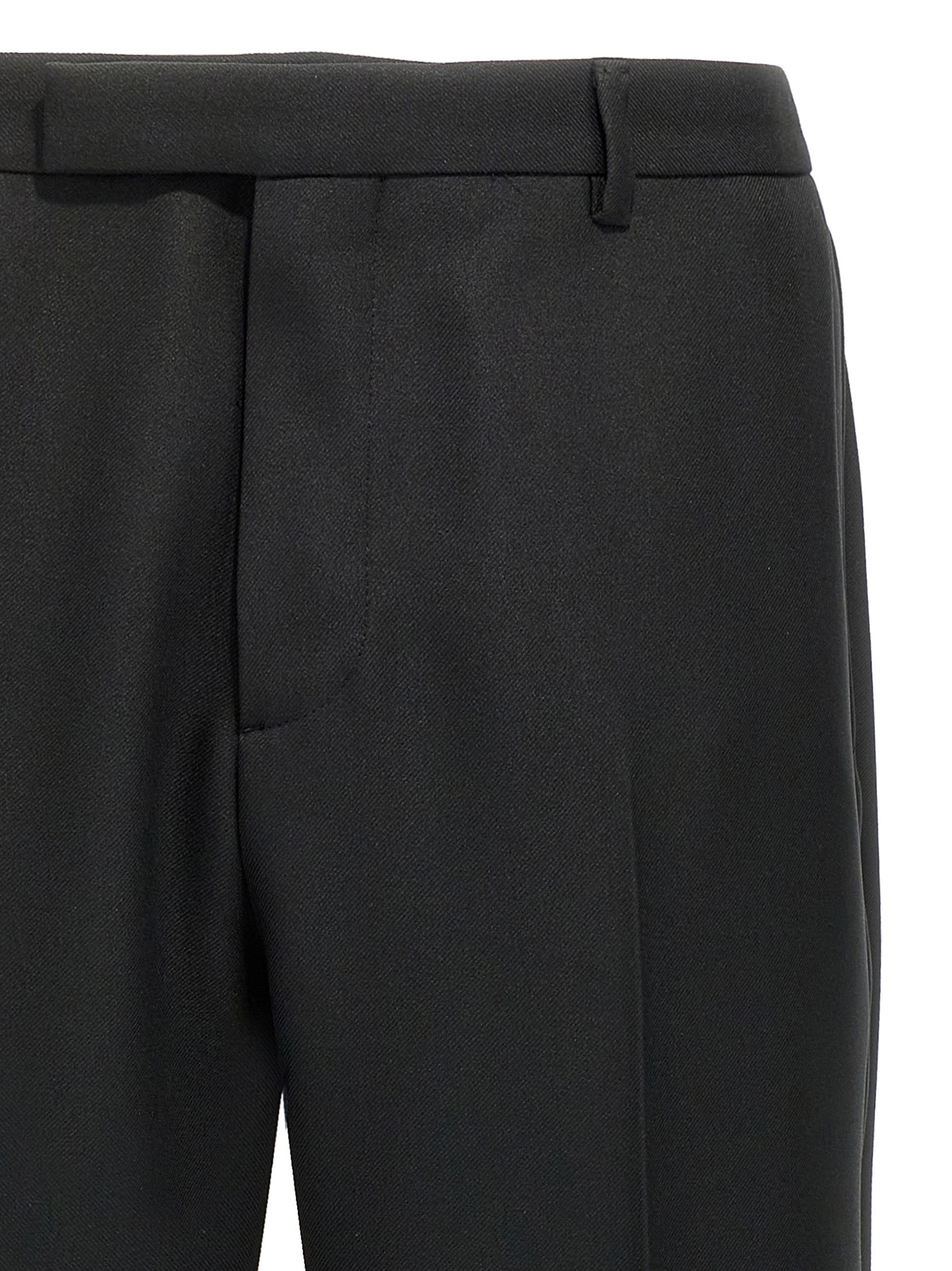 Black Polyester Casual Pants