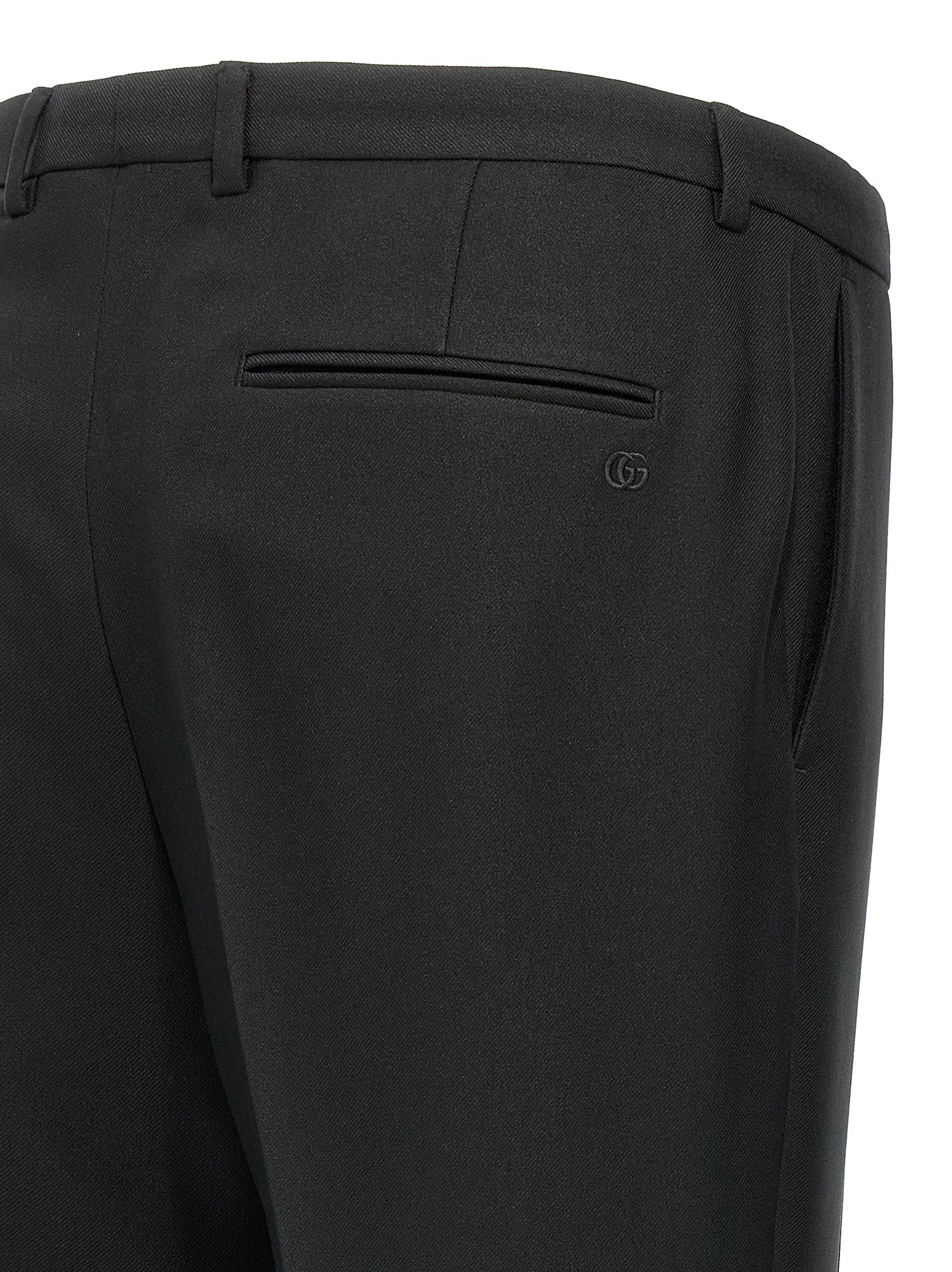 Black Polyester Casual Pants