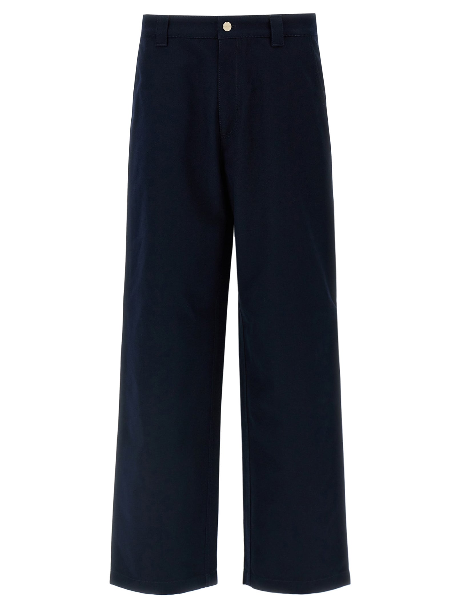 Blue Cotton Casual Pants