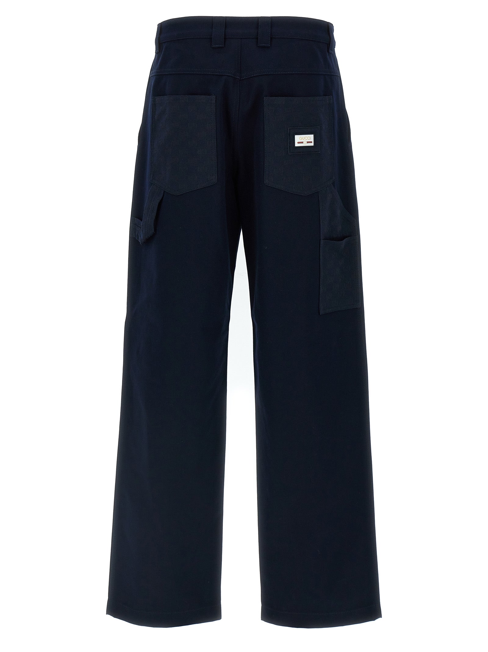 Blue Cotton Casual Pants
