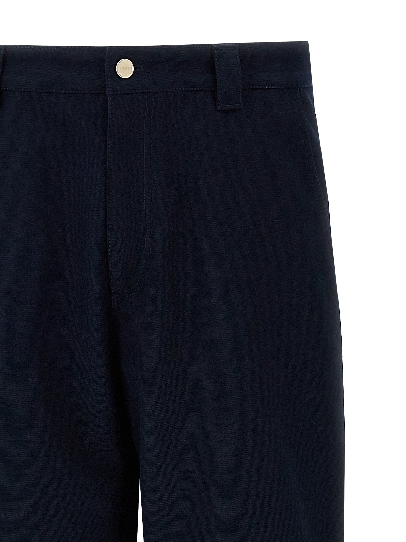 Blue Cotton Casual Pants