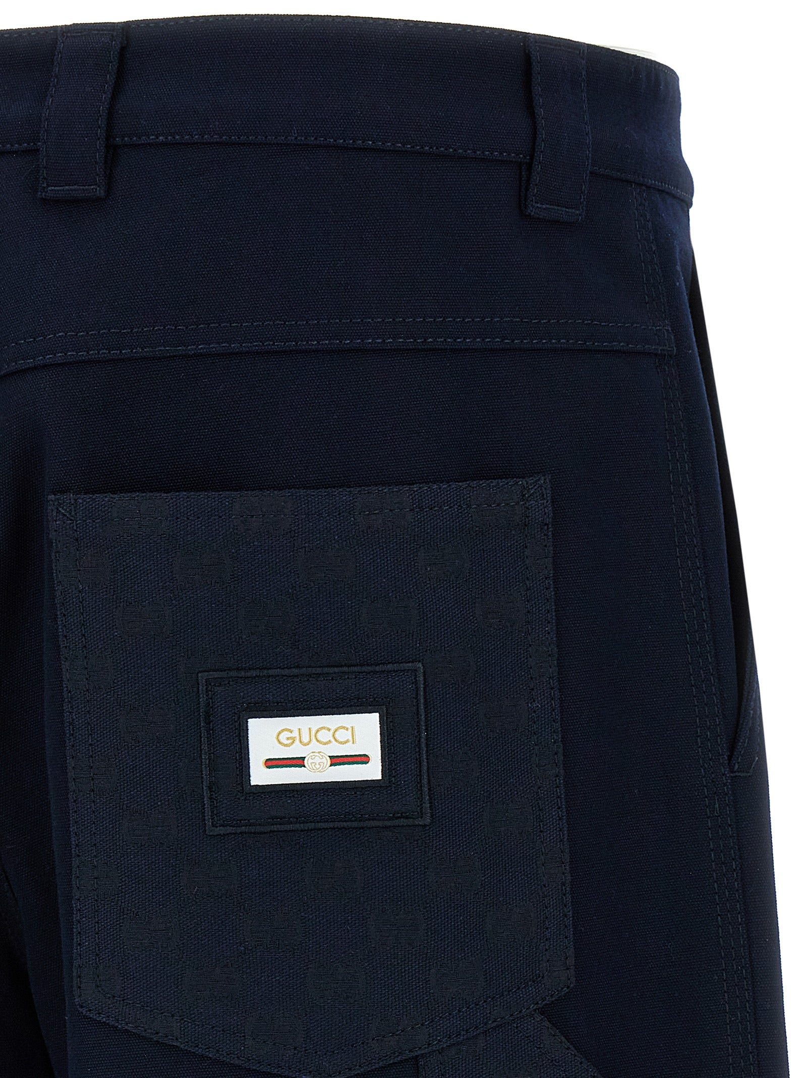 Blue Cotton Casual Pants