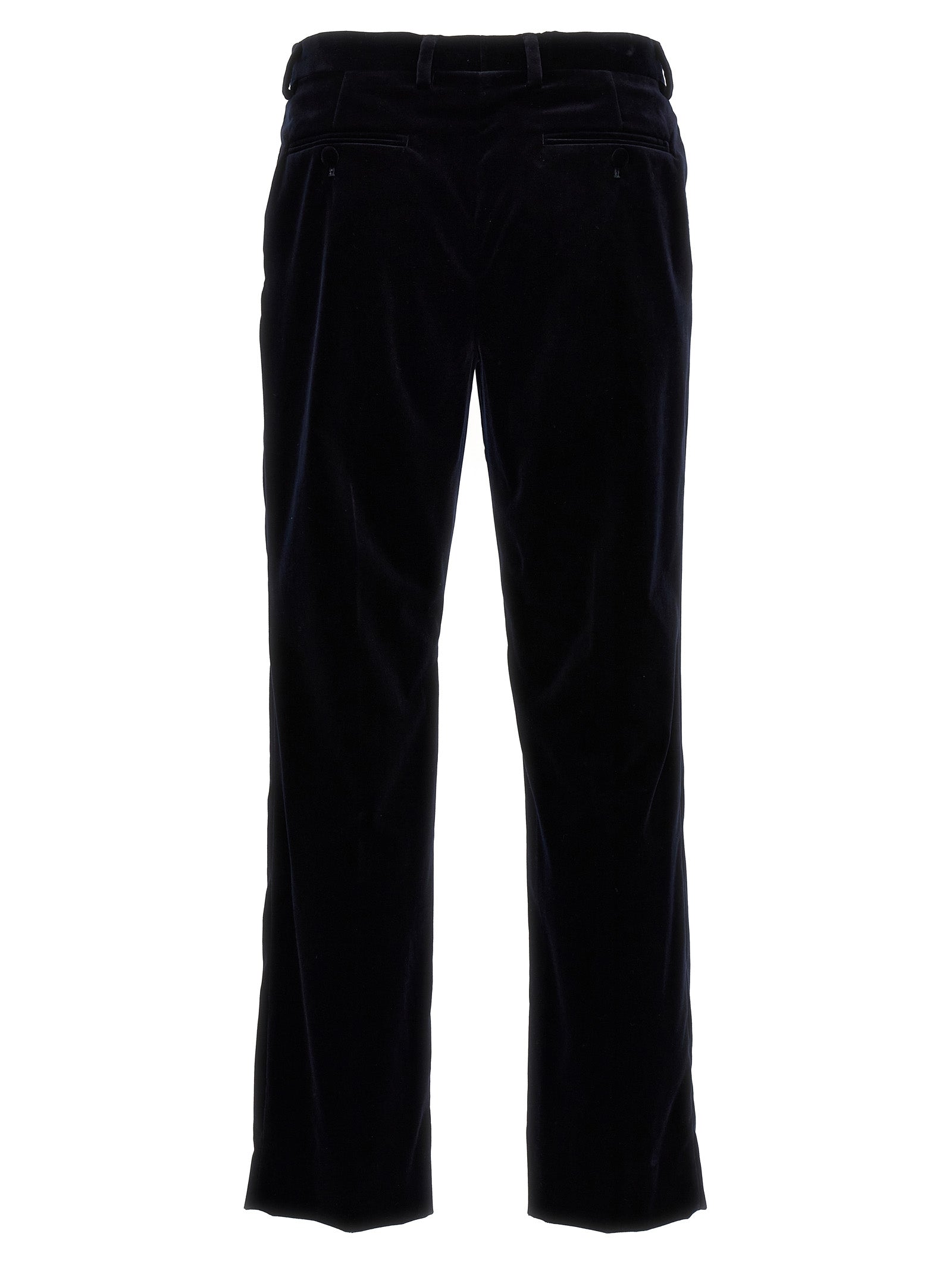 Blue Cotton Casual Pants