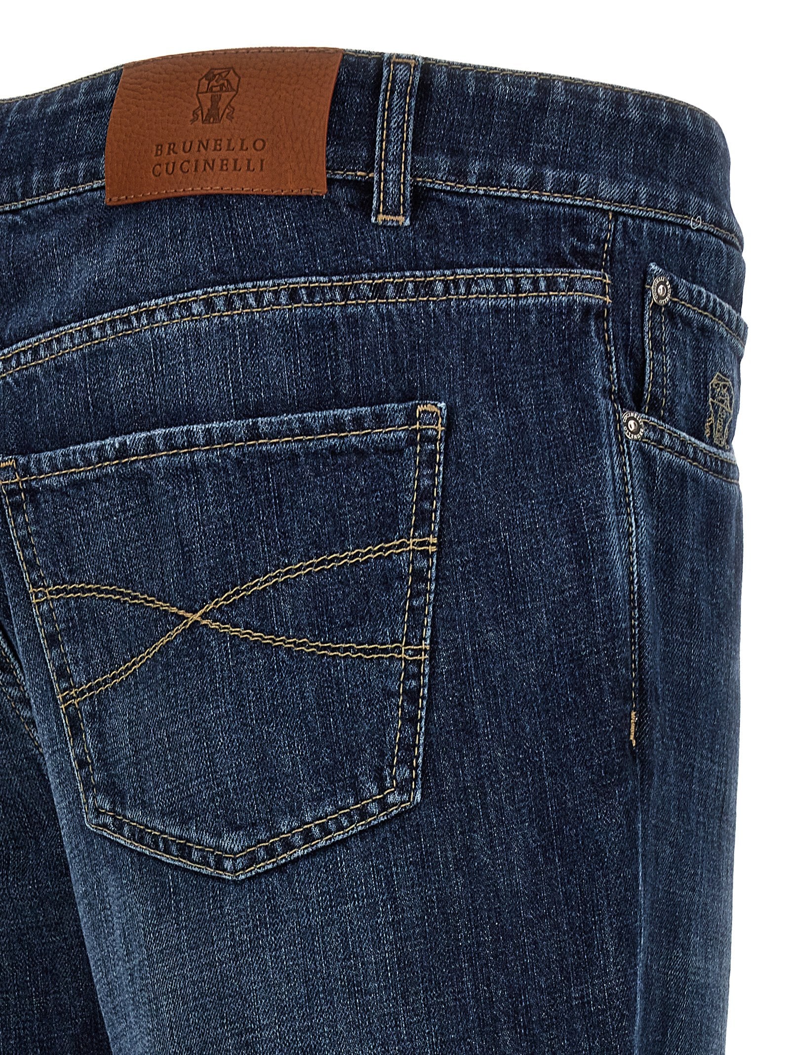 Blue Cotton Straight-Leg Jeans