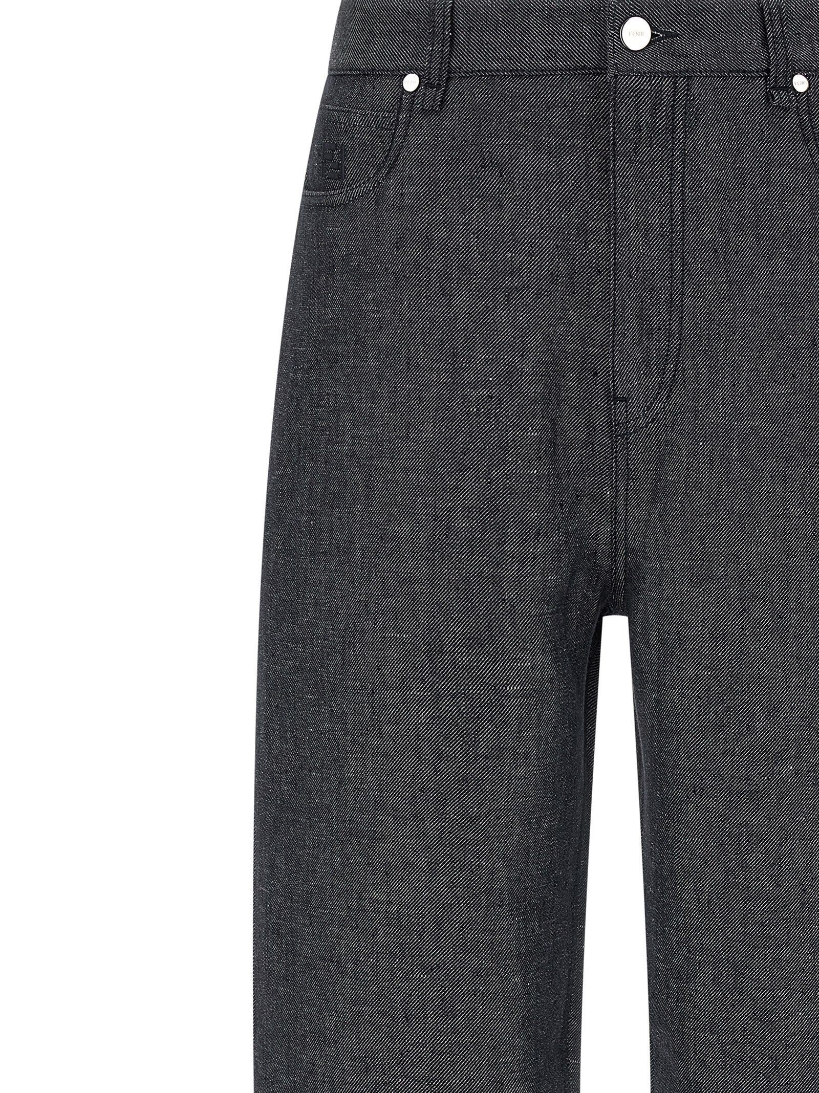 Gray Linen Straight-Leg Jeans