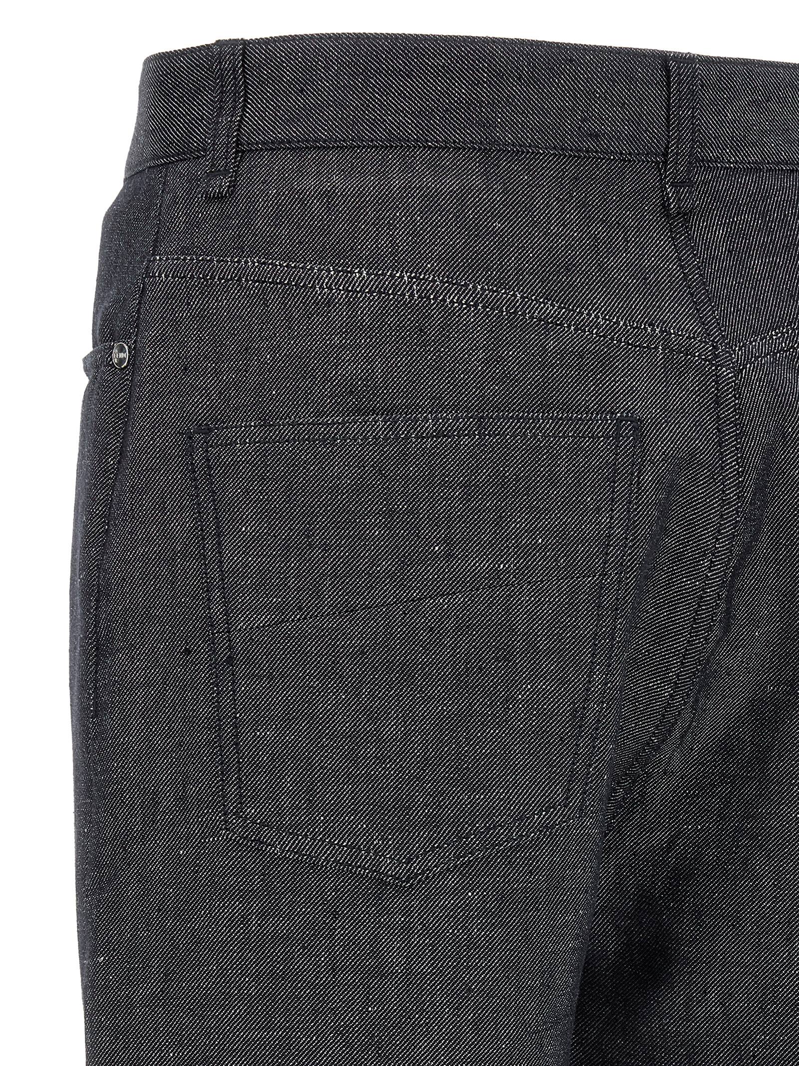 Gray Linen Straight-Leg Jeans