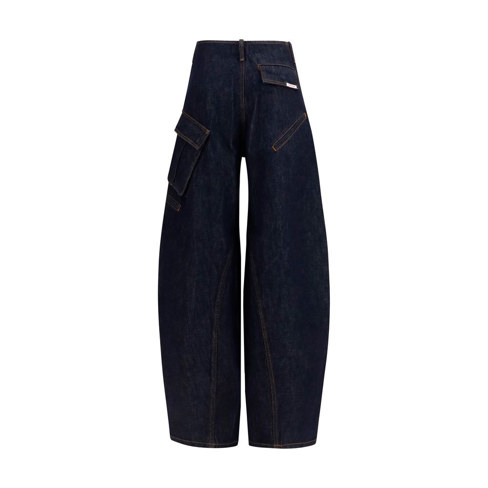 Blue Cotton Cargo Pants