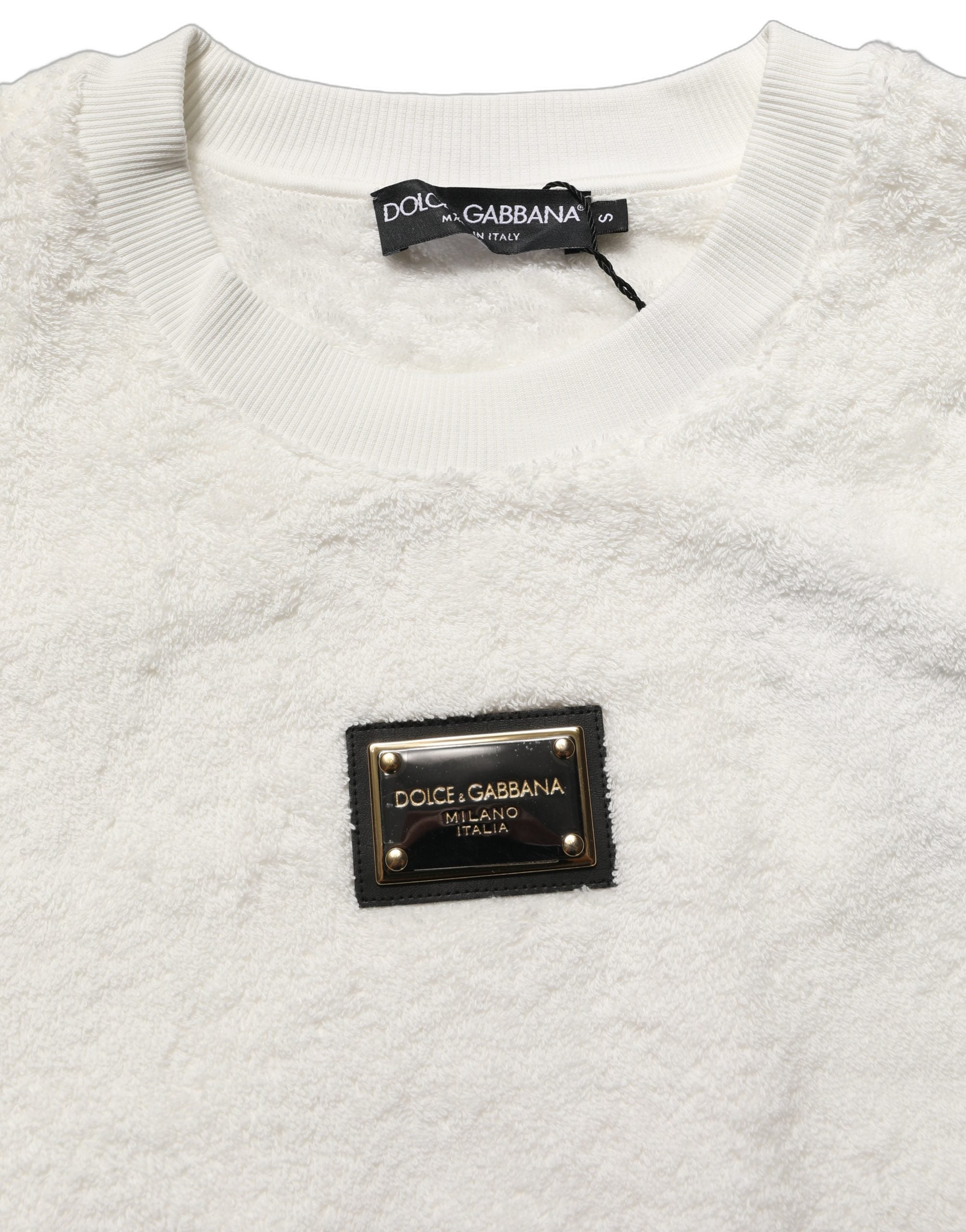 White LogoPlaque CrewNeck Sweatshirt Sweater