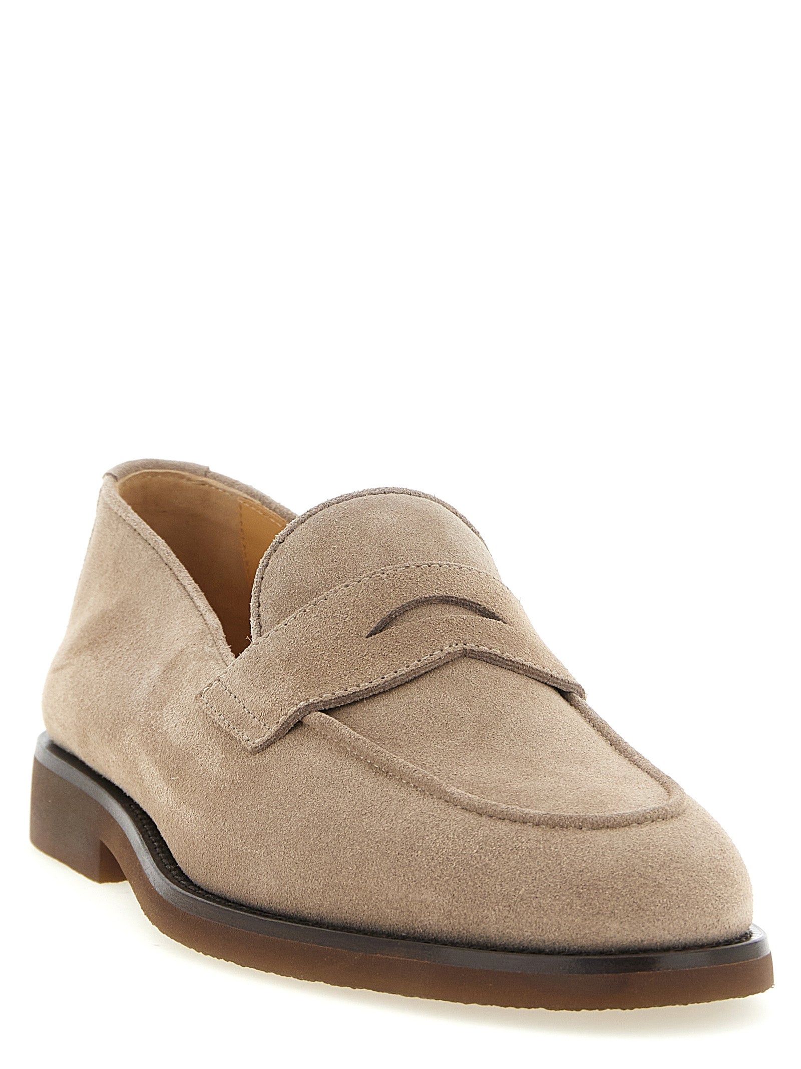 Gray Calfskin Slip-On Loafers