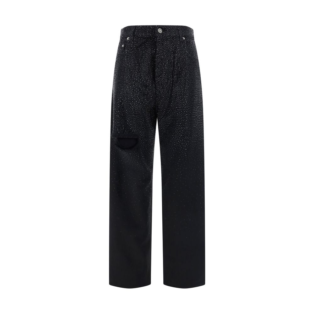 Black Cotton Casual Pants