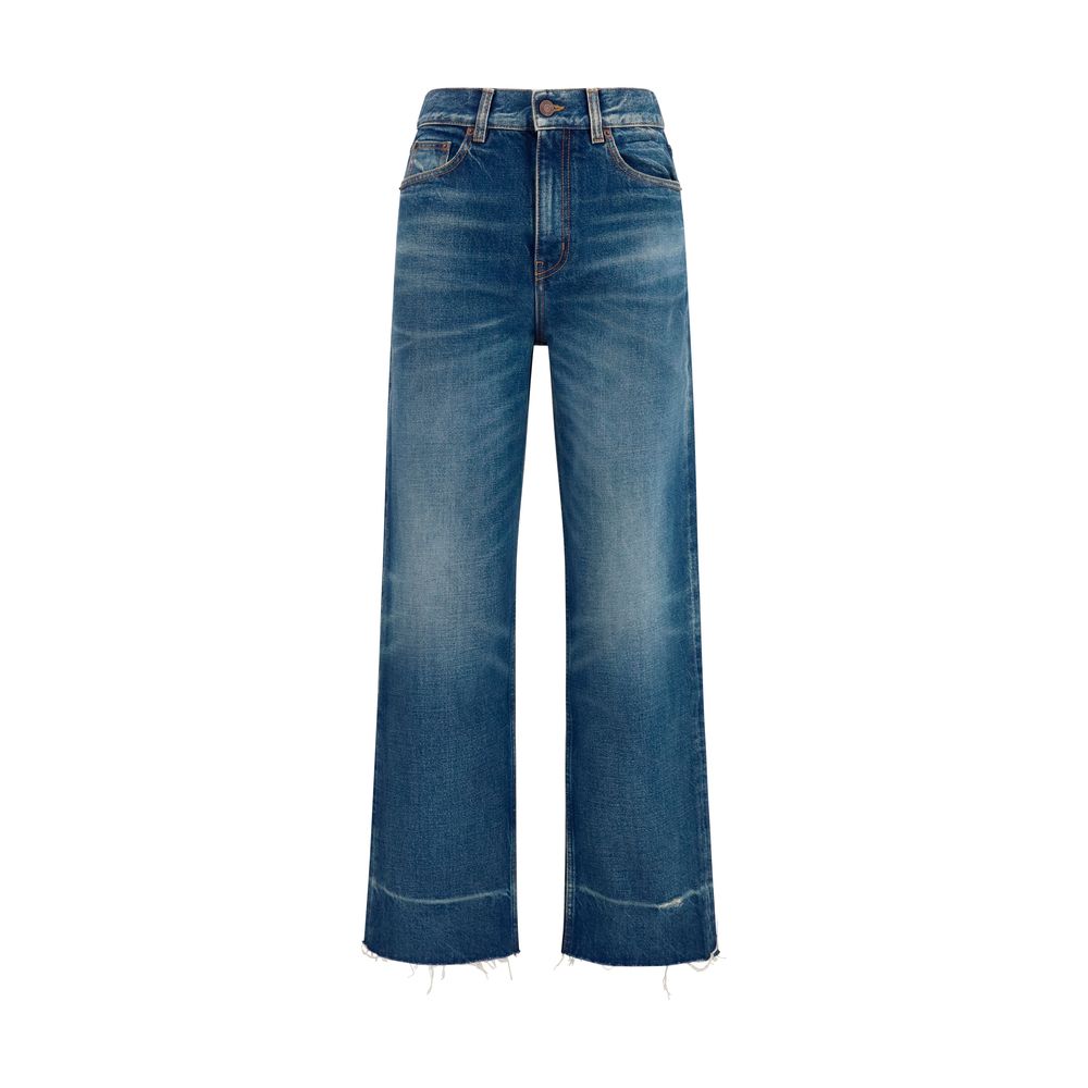 Blue Cotton Bootcut Jeans
