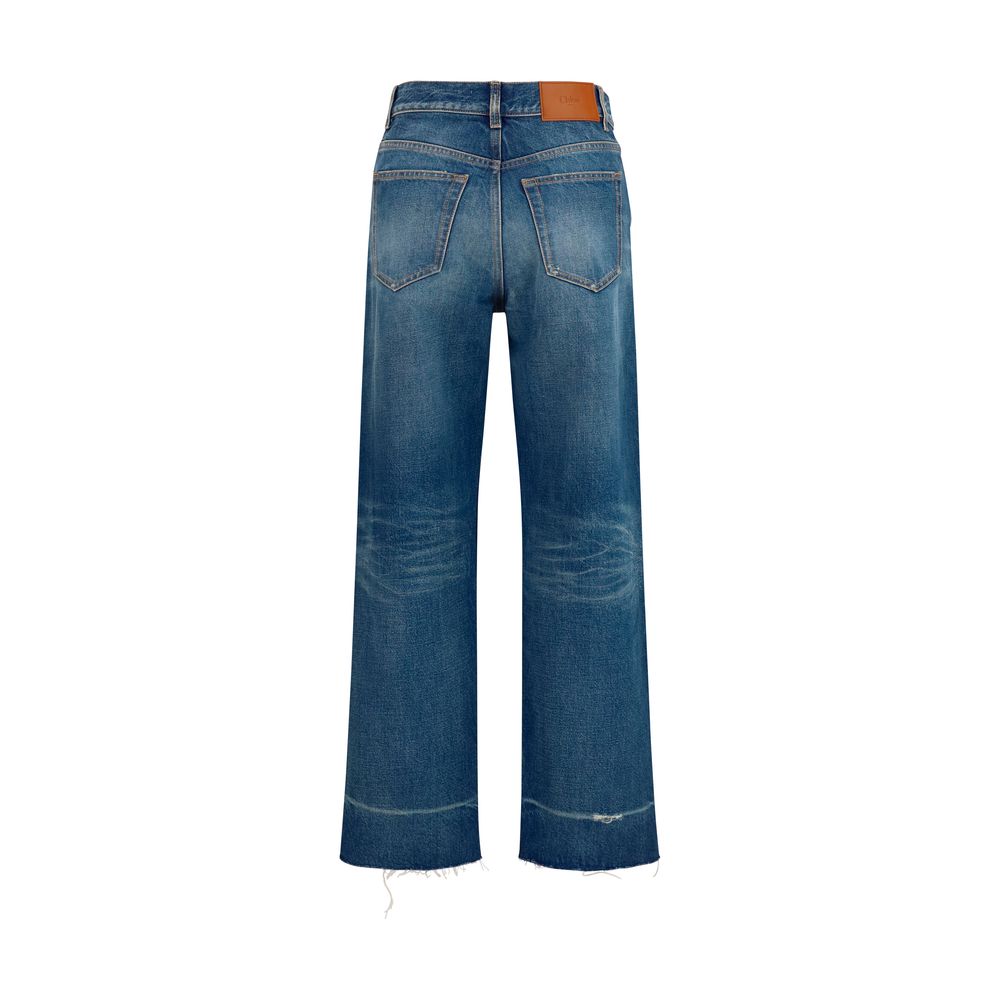 Blue Cotton Bootcut Jeans