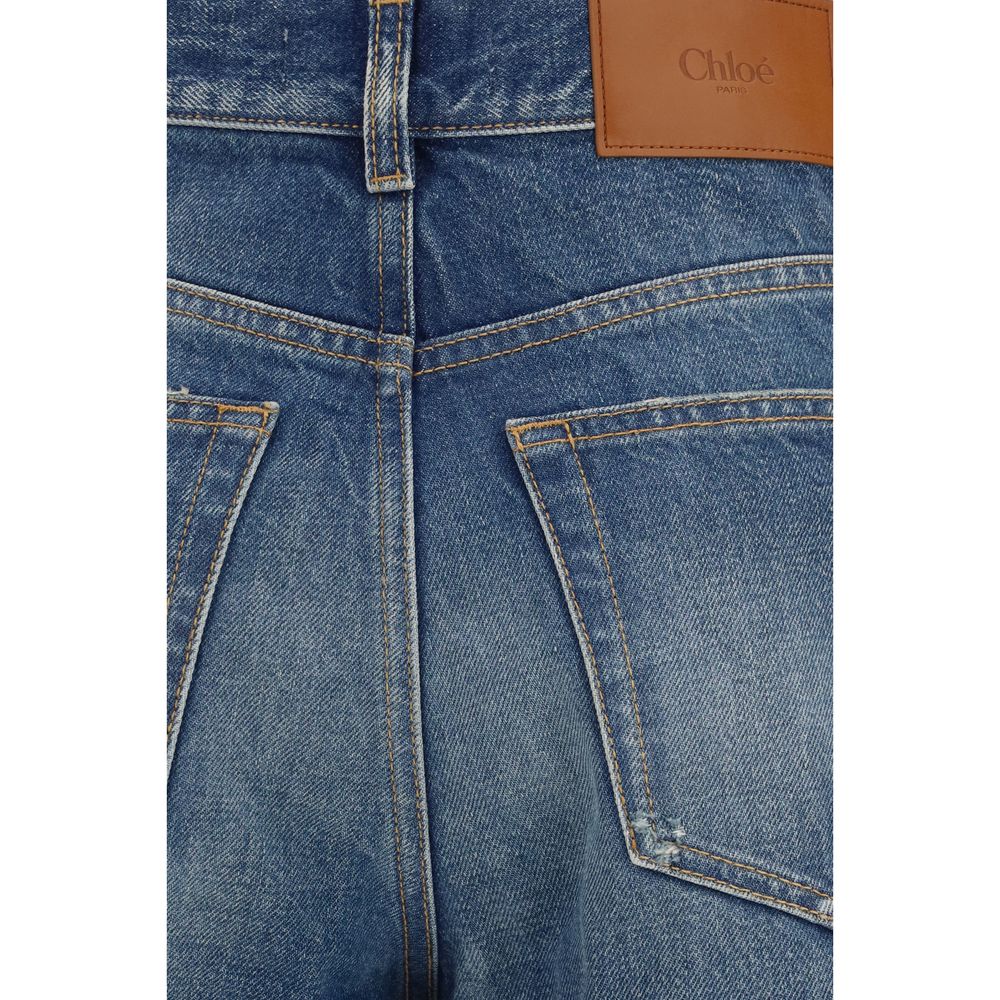 Blue Cotton Bootcut Jeans