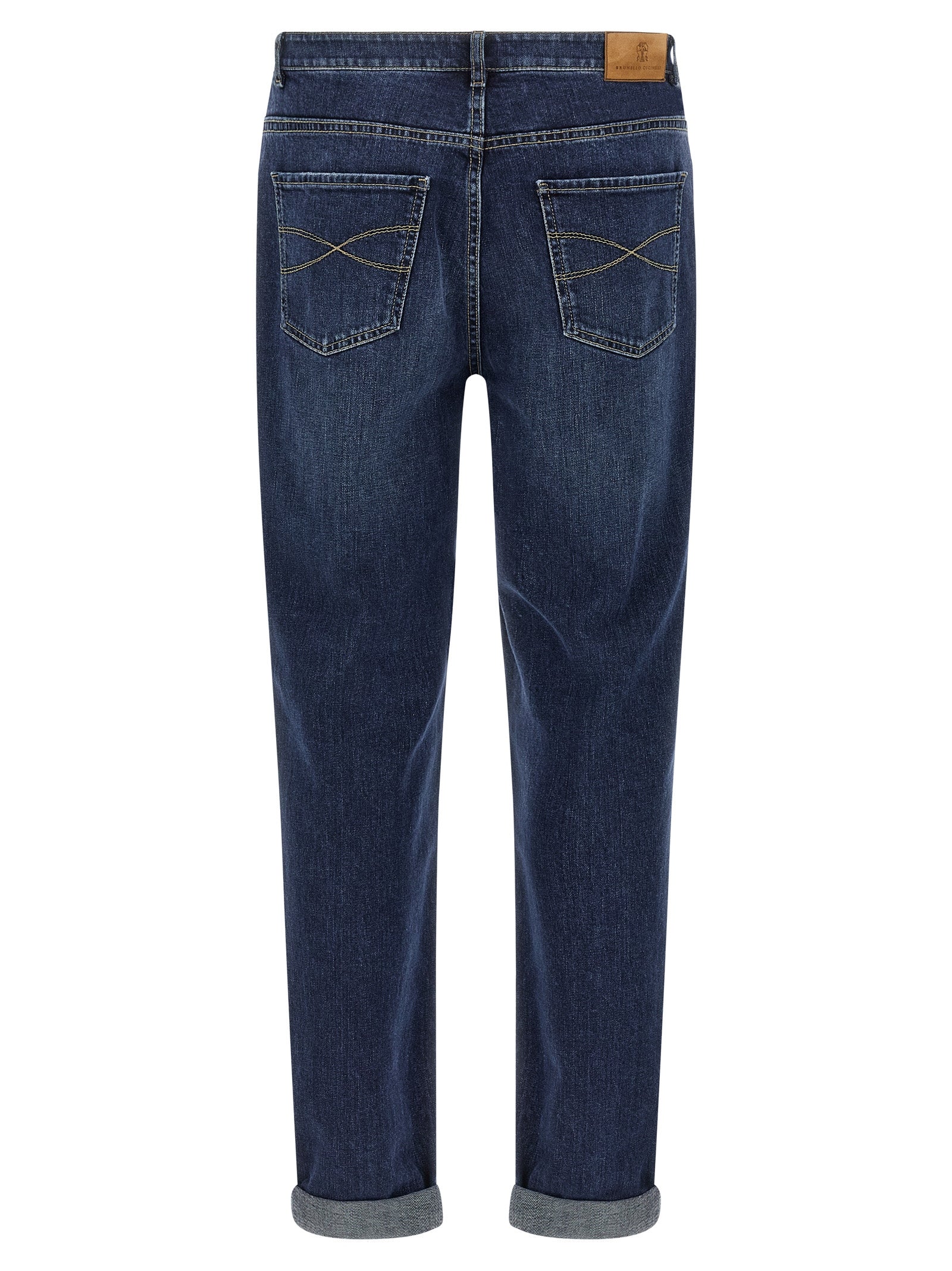Blue Cotton Straight-Leg Jeans