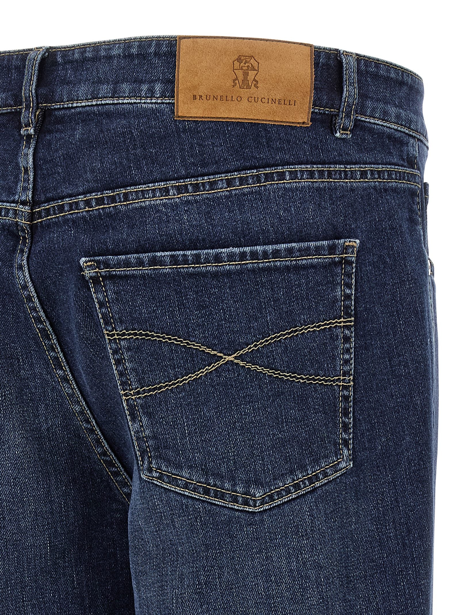 Blue Cotton Straight-Leg Jeans