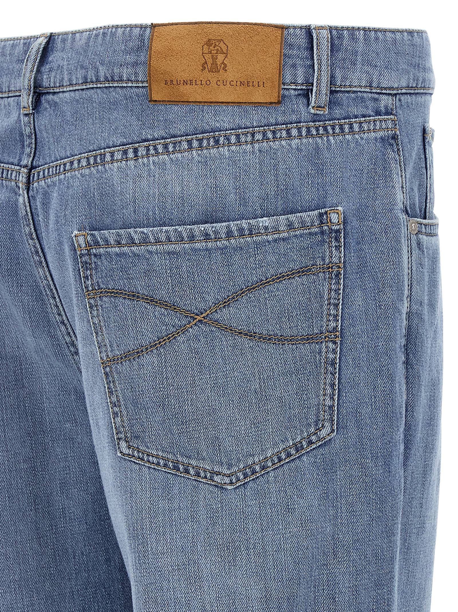 Blue Cotton Straight-Leg Jeans
