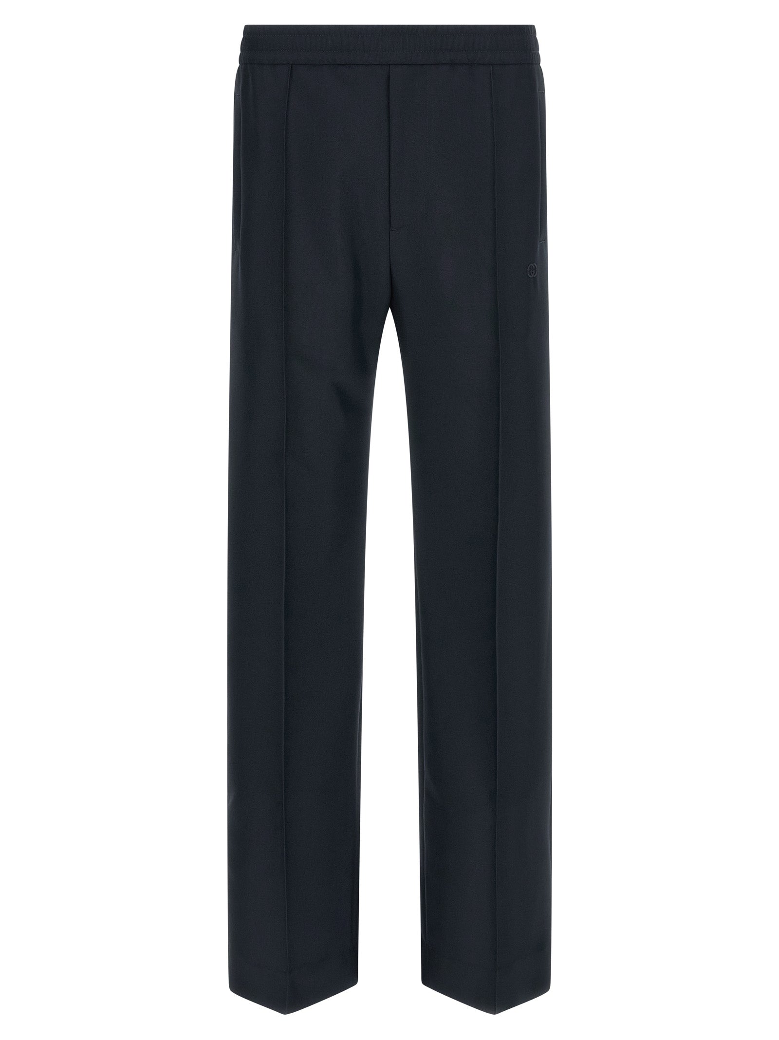 Blue Polyester Casual Pants