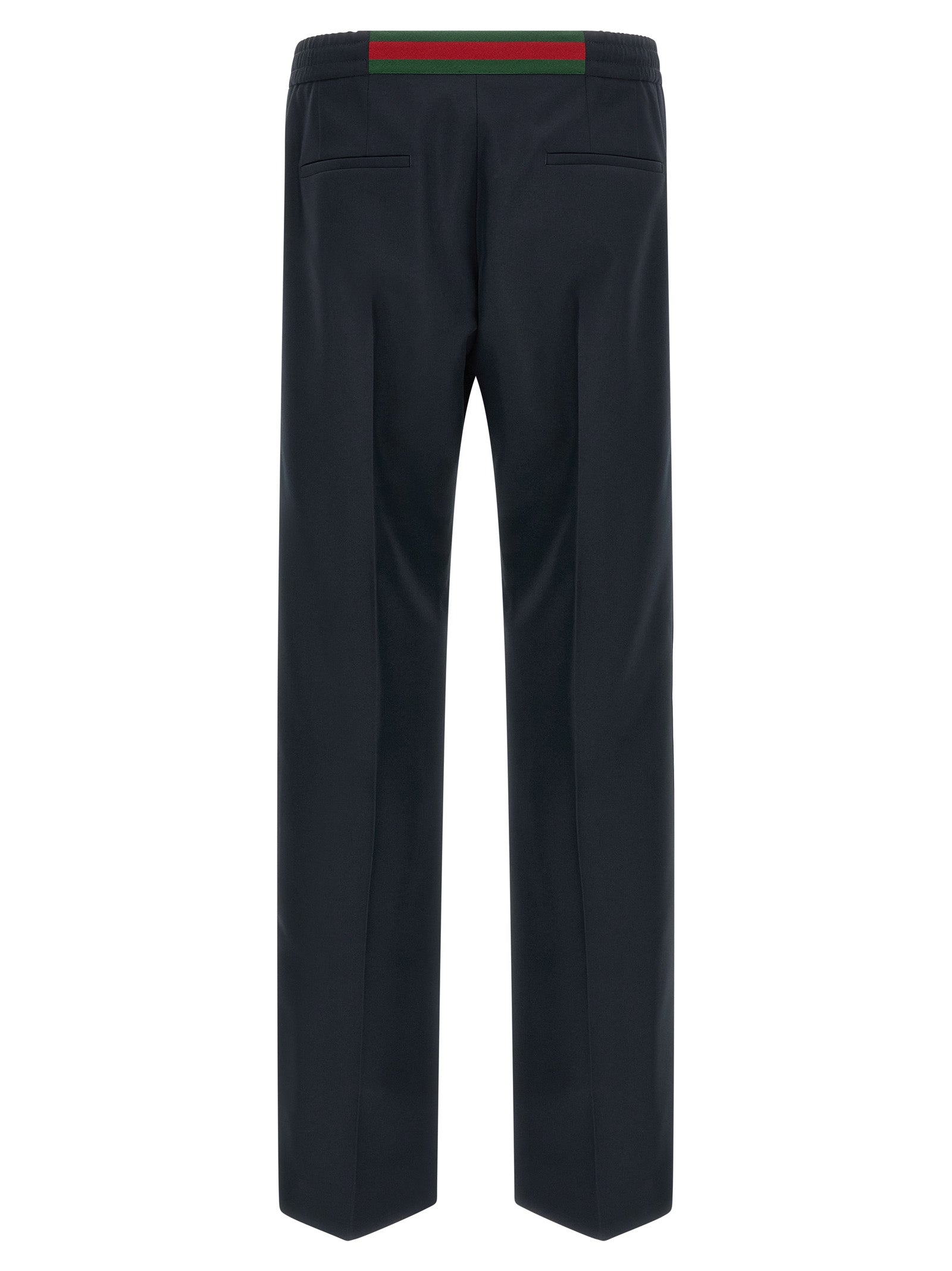 Blue Polyester Casual Pants