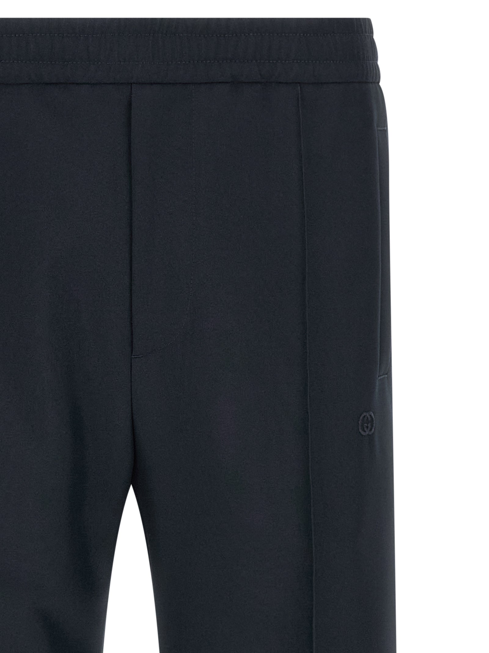 Blue Polyester Casual Pants
