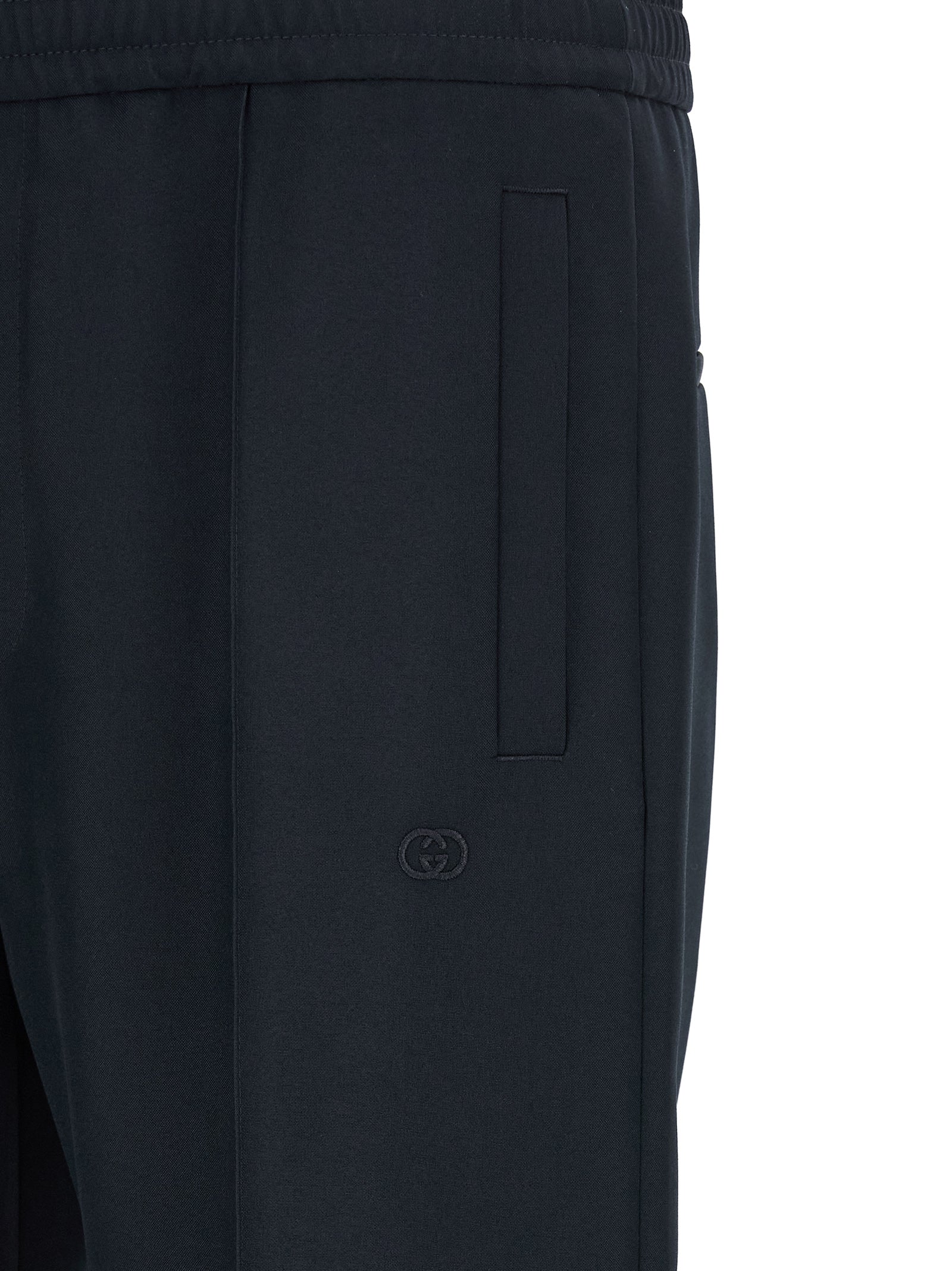 Blue Polyester Casual Pants