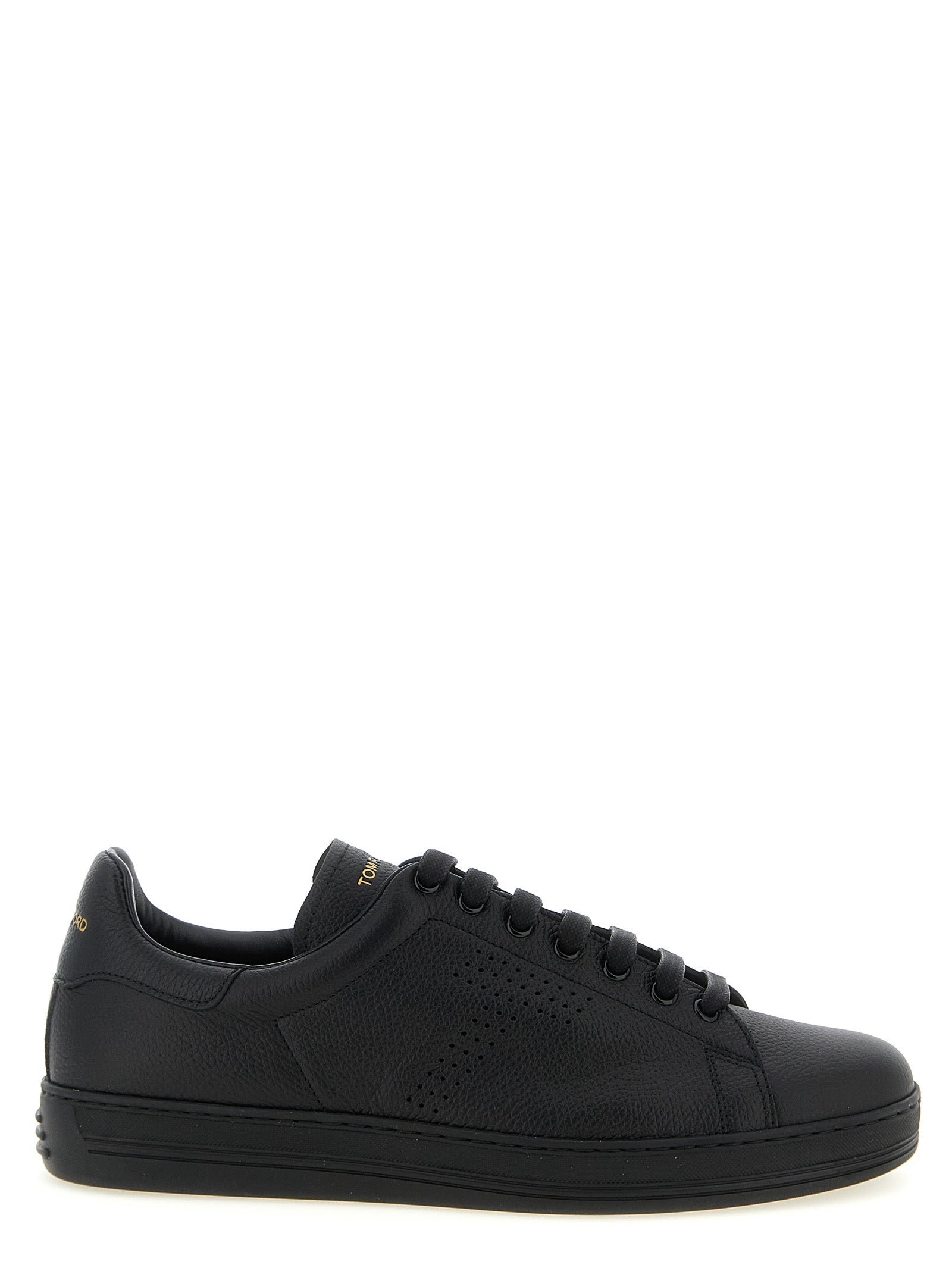 Black Leather Low Top Sneakers