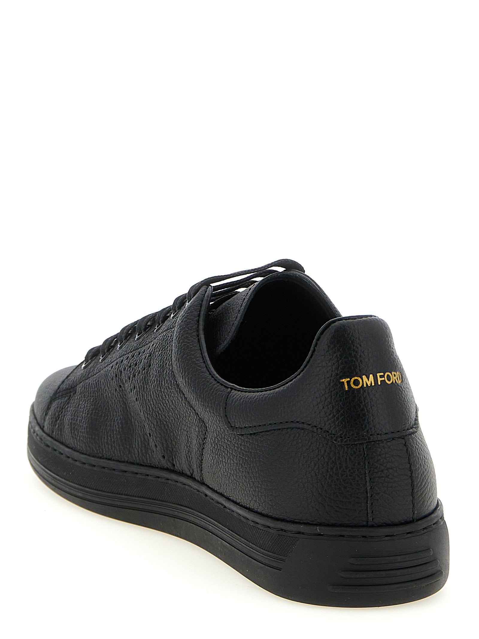 Black Leather Low Top Sneakers