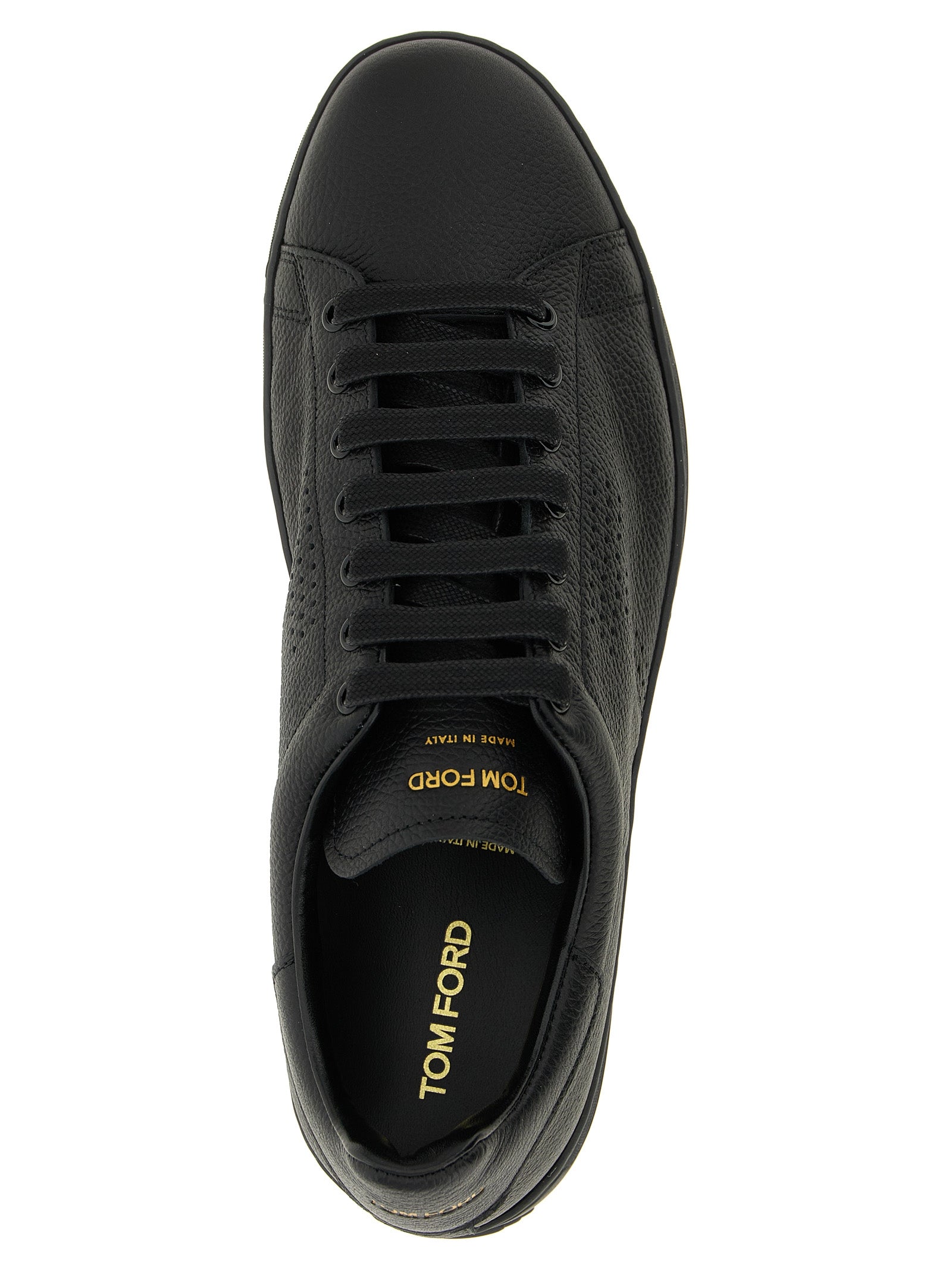 Black Leather Low Top Sneakers
