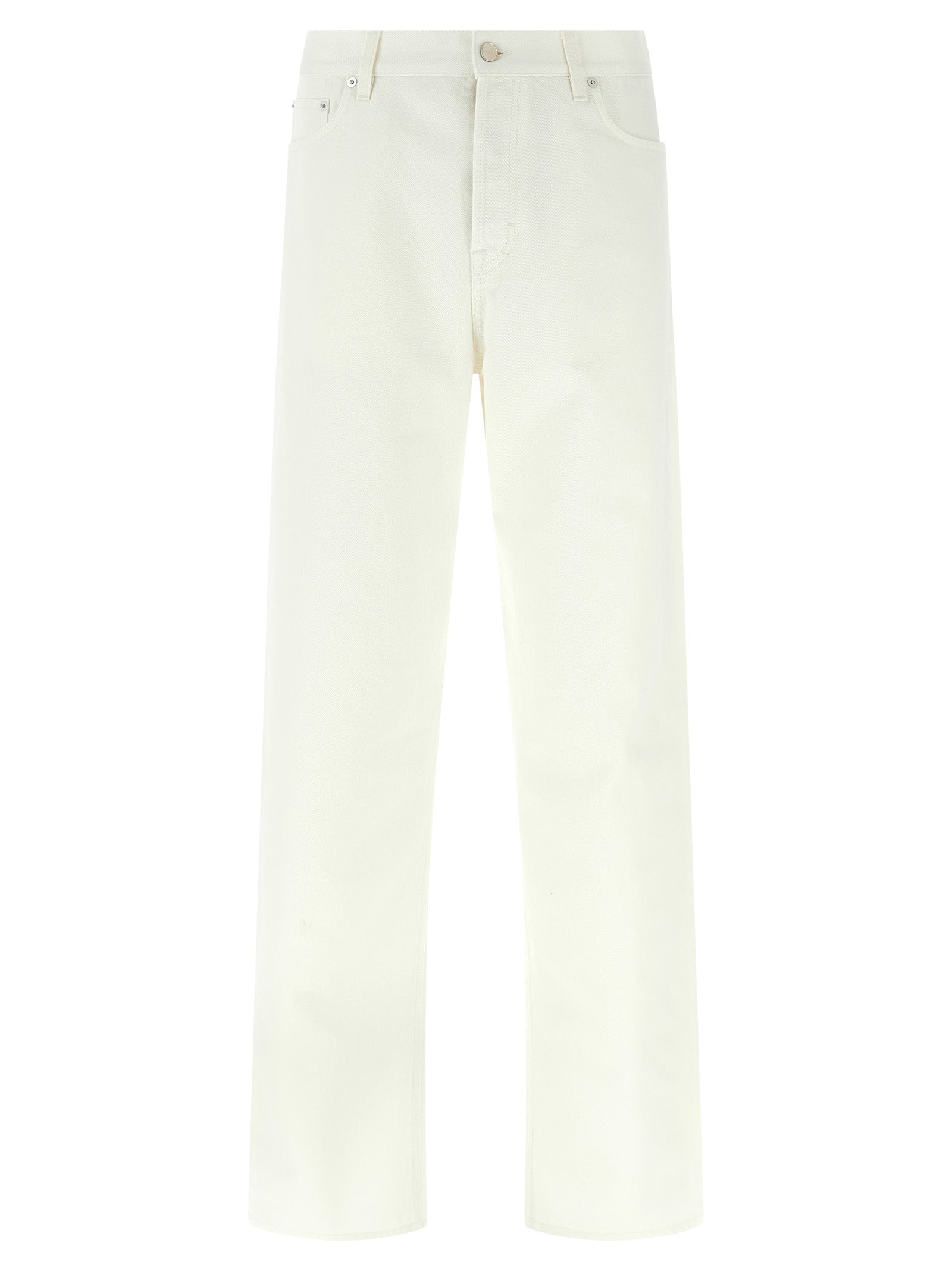 White Cotton Straight-Leg Jeans