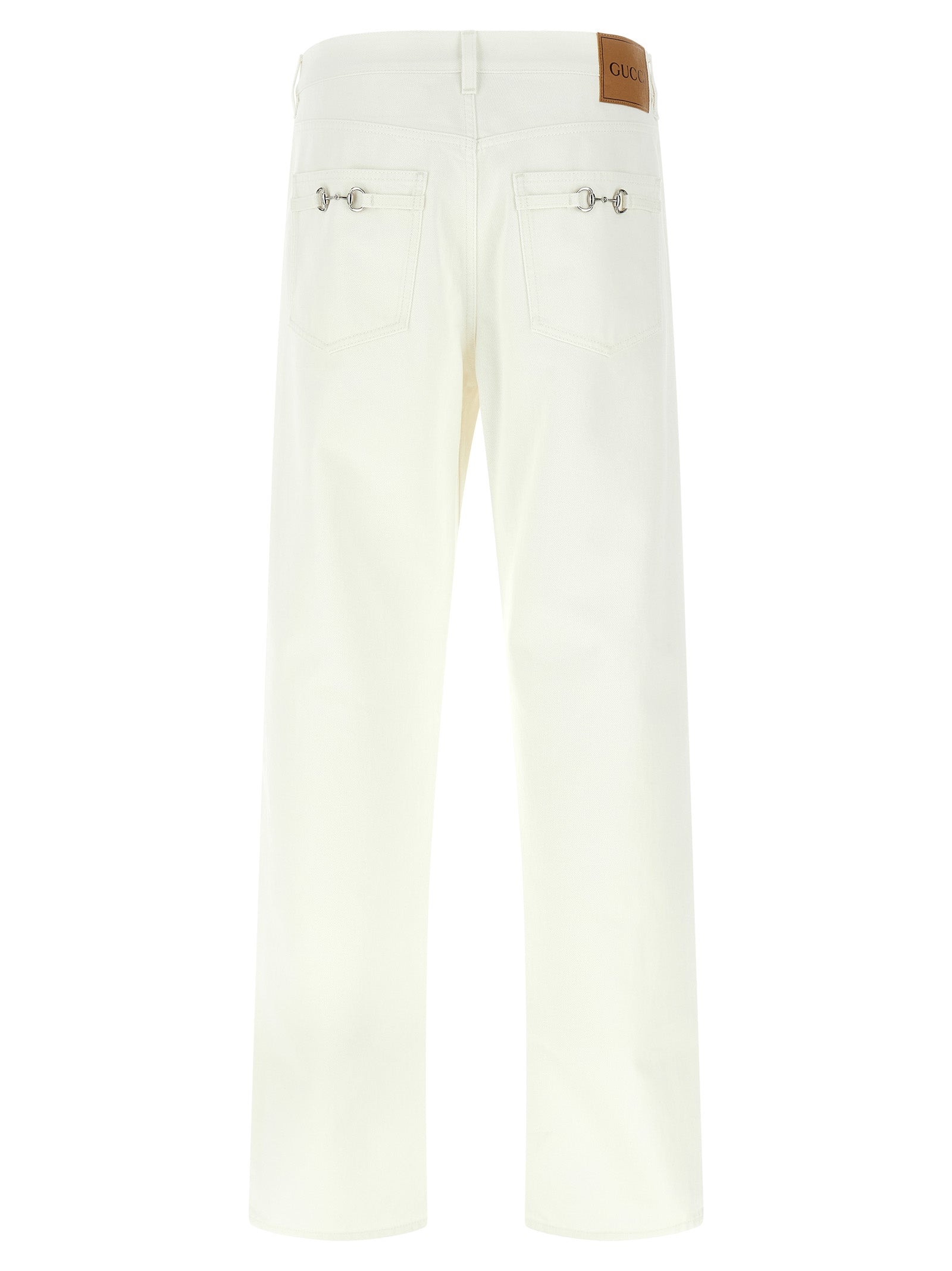 White Cotton Straight-Leg Jeans