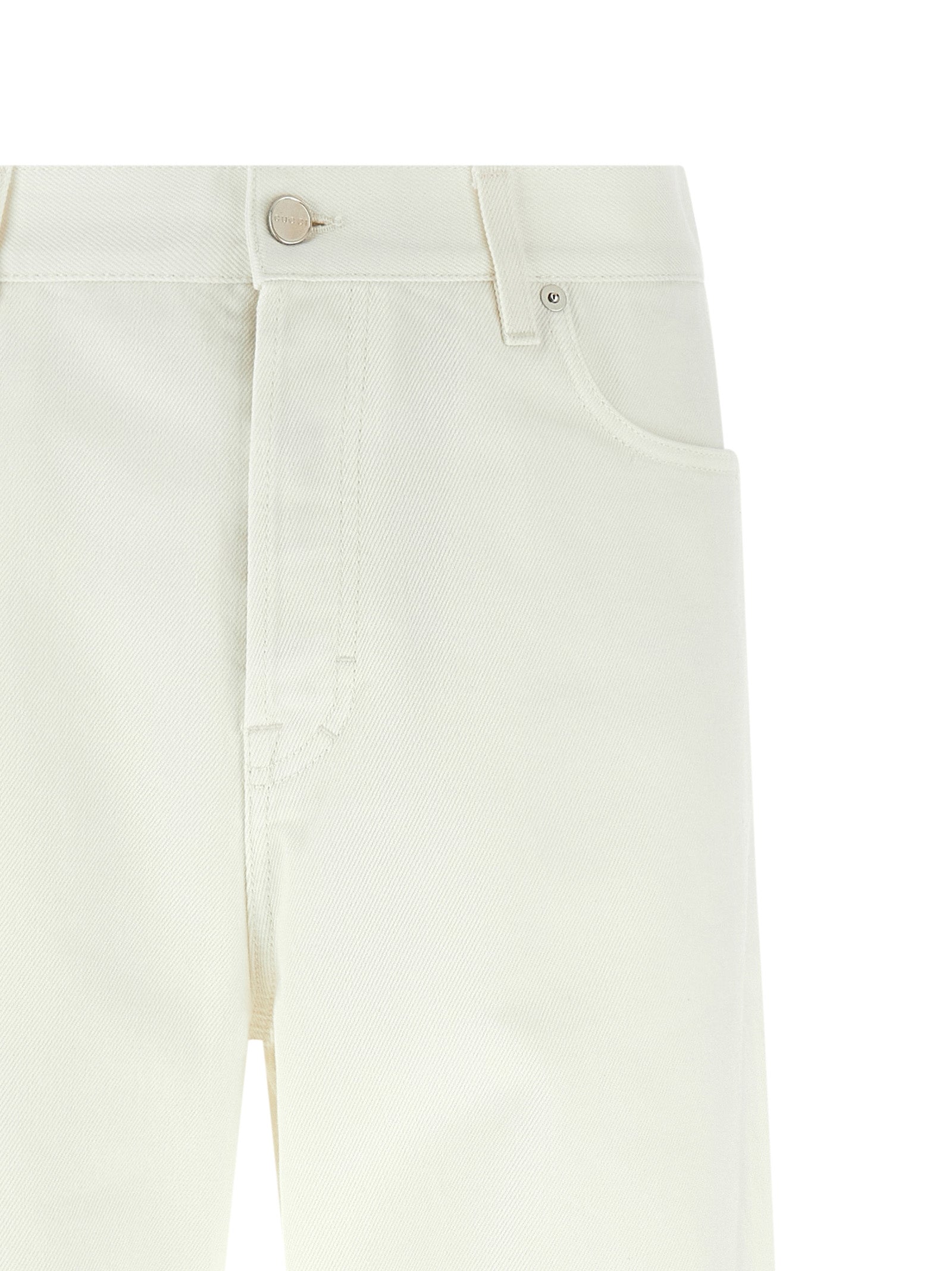 White Cotton Straight-Leg Jeans