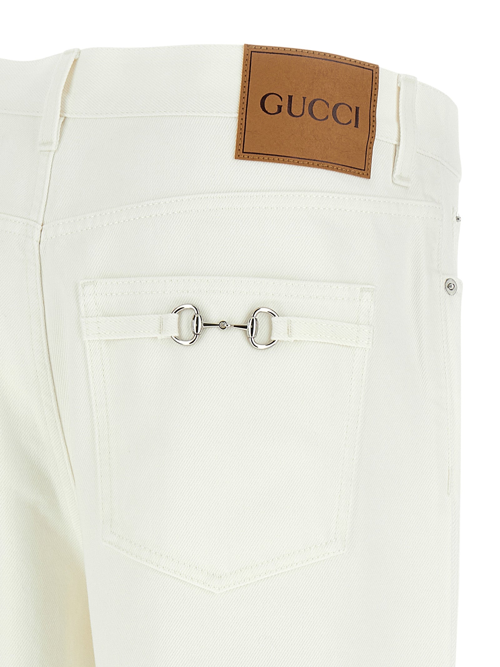 White Cotton Straight-Leg Jeans