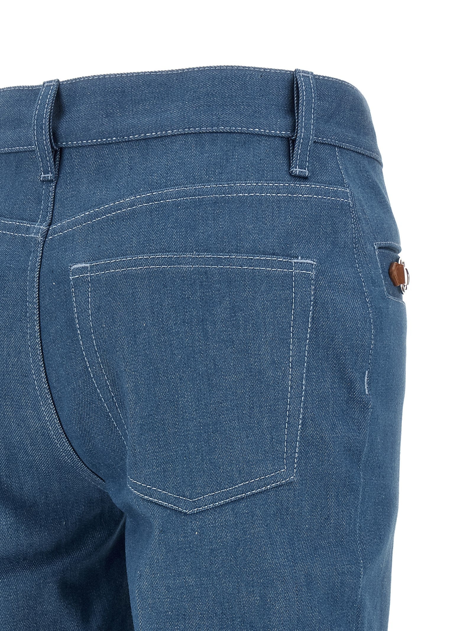 Blue Cotton Straight-Leg Jeans