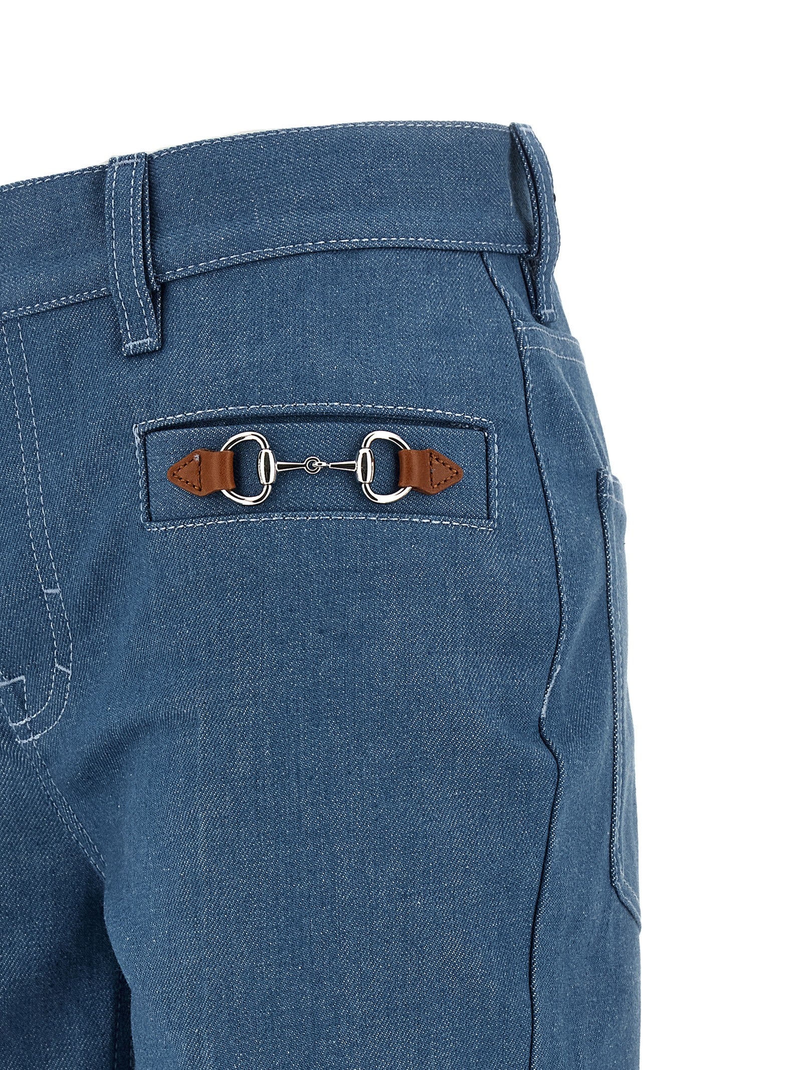 Blue Cotton Straight-Leg Jeans