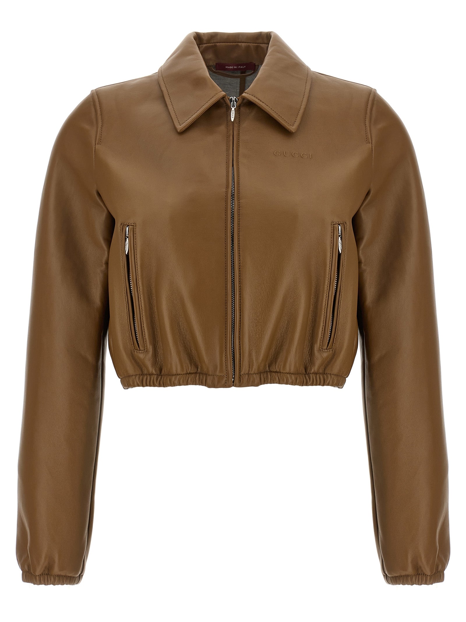 Beige Lamb Leather Leather Jacket