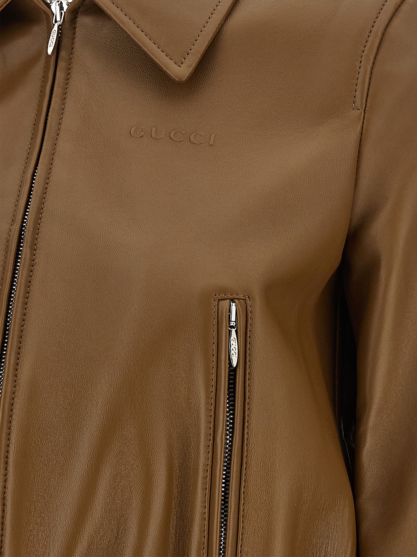 Beige Lamb Leather Leather Jacket