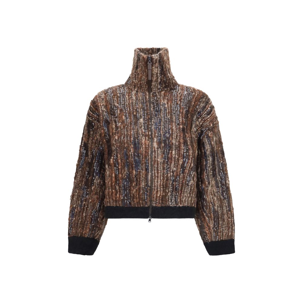 Brown Mohair Full-Length Jacket